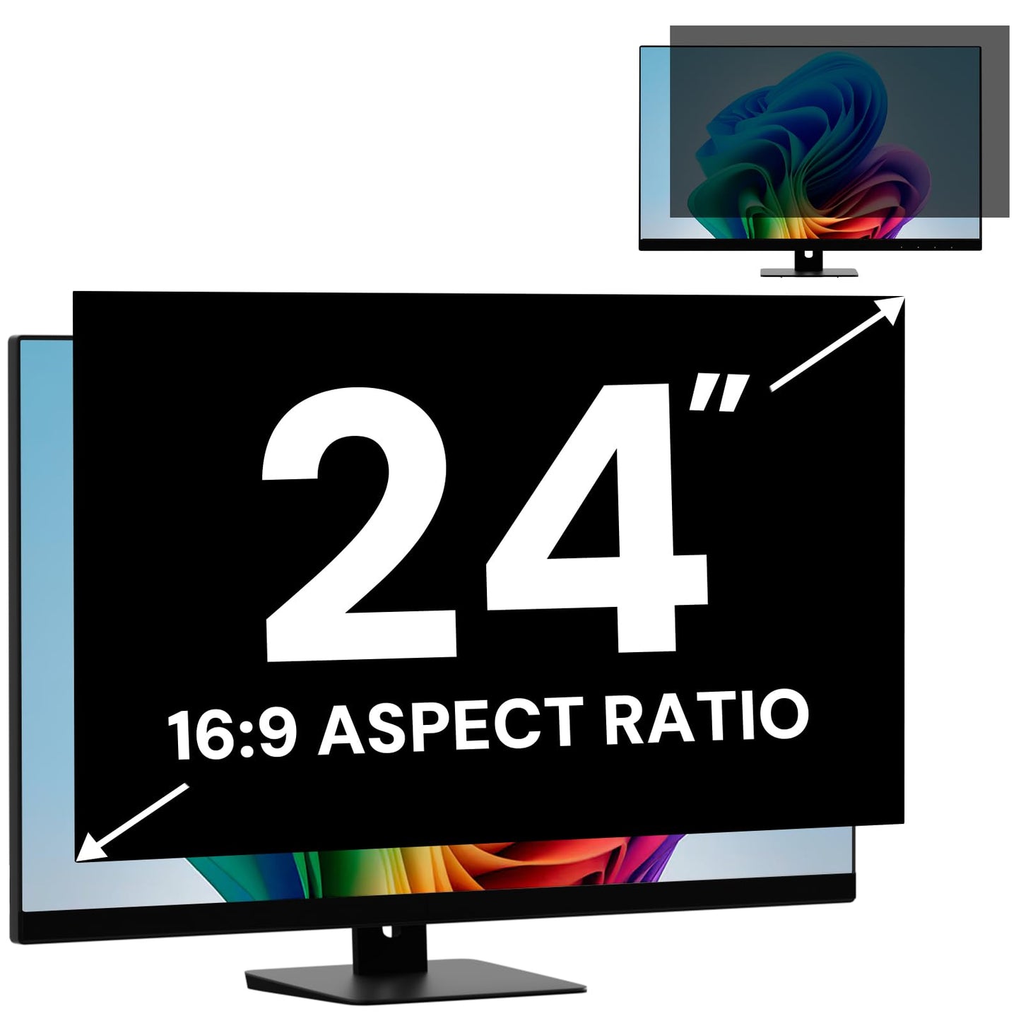 24 Inch Computer Privacy Screen Filter for 16:9 Widescreen Monitor, Removable Computer Screen Privacy Shield and 24 Inch Anti Blue Light Glare Filter