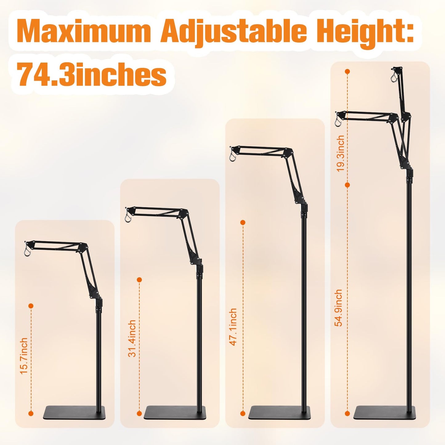 DXOPHIEX - Double reptile lamp holder with two brackets, adjustable height hanging heat lamp holder up to 74 inches, reptile heat lamp holder,