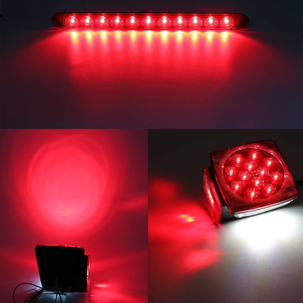 LIMICAR LED Trailer Lights, Boat Trailer Submersible Lights, Red/Amber LED Marker Lights, 3rd Brake ID Bar, LED Trailer Lights Kit for Utility Trailer