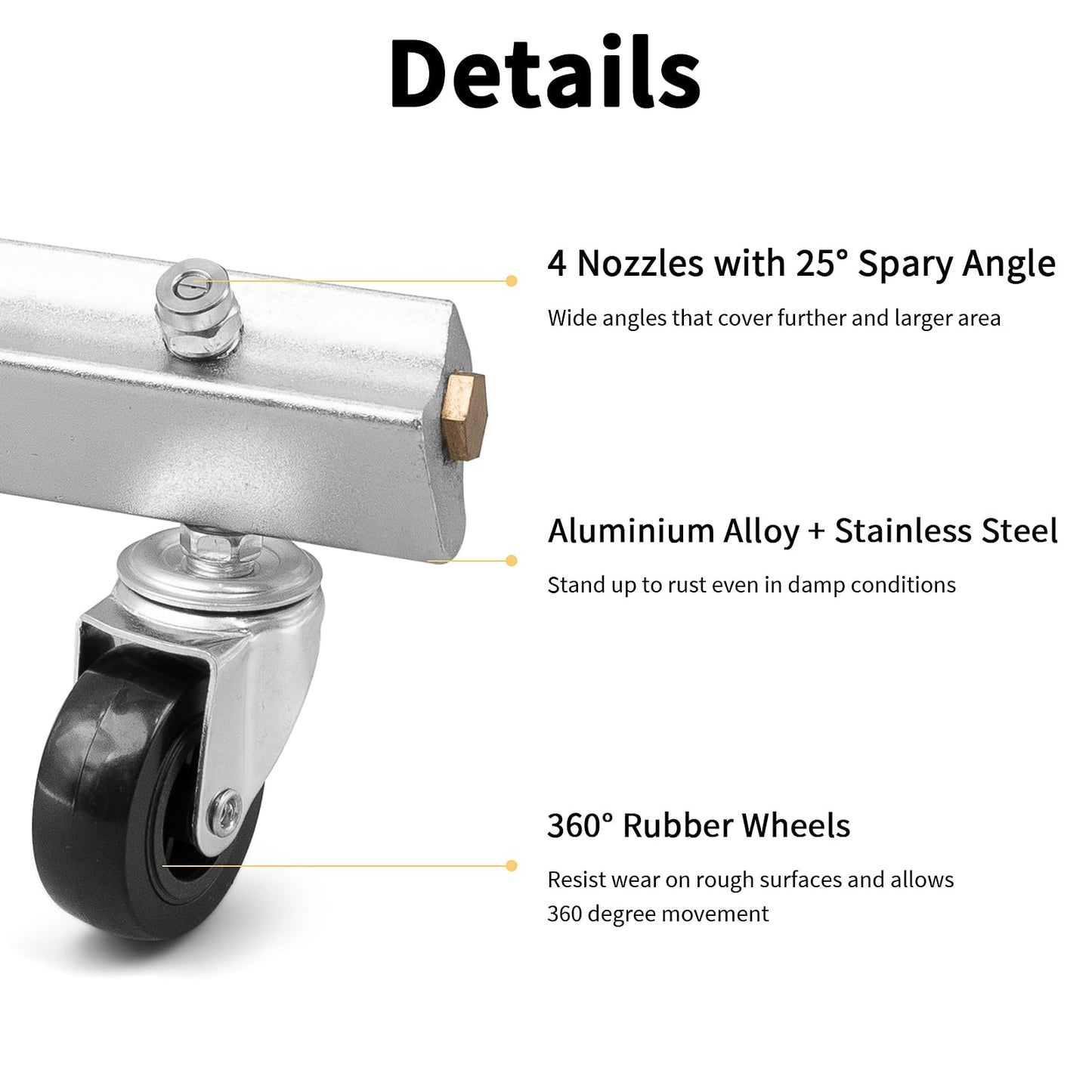 Pressure Washer Undercarriage Cleaner, 13 inch Car Underbody Washer Under Car Power Washer with 5 Quick Connect Nozzles, Swivel Wheel & 2 Extension Wand, 4000 PSI(Silver)