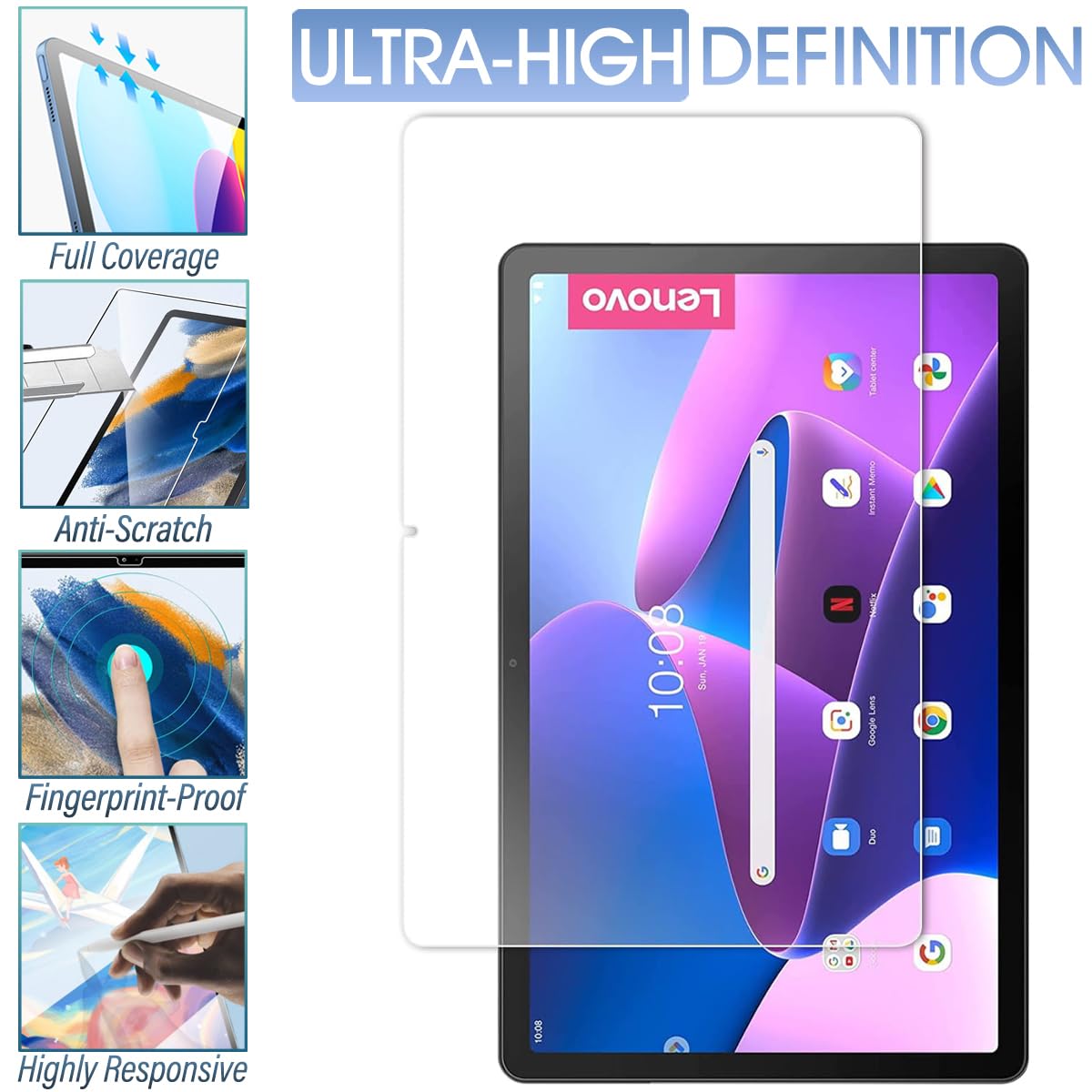 Backlit Keyboard Case for Lenovo Tab M11 2024 11 Inch with Screen Protector, 7 Colors Light Detachable Wireless Keyboard with PU Leather Folio Cover Case for Lenovo Tab M11 11” 2024 Release