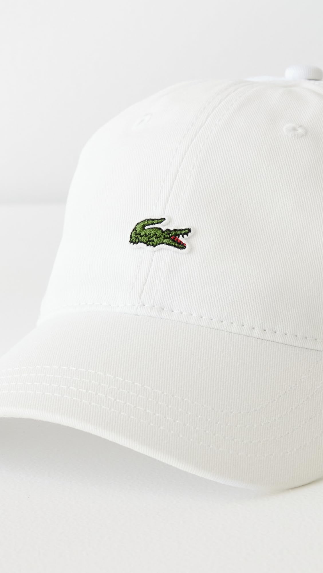 Lacoste Cotton Twill Side Logo Cap, White, One Size