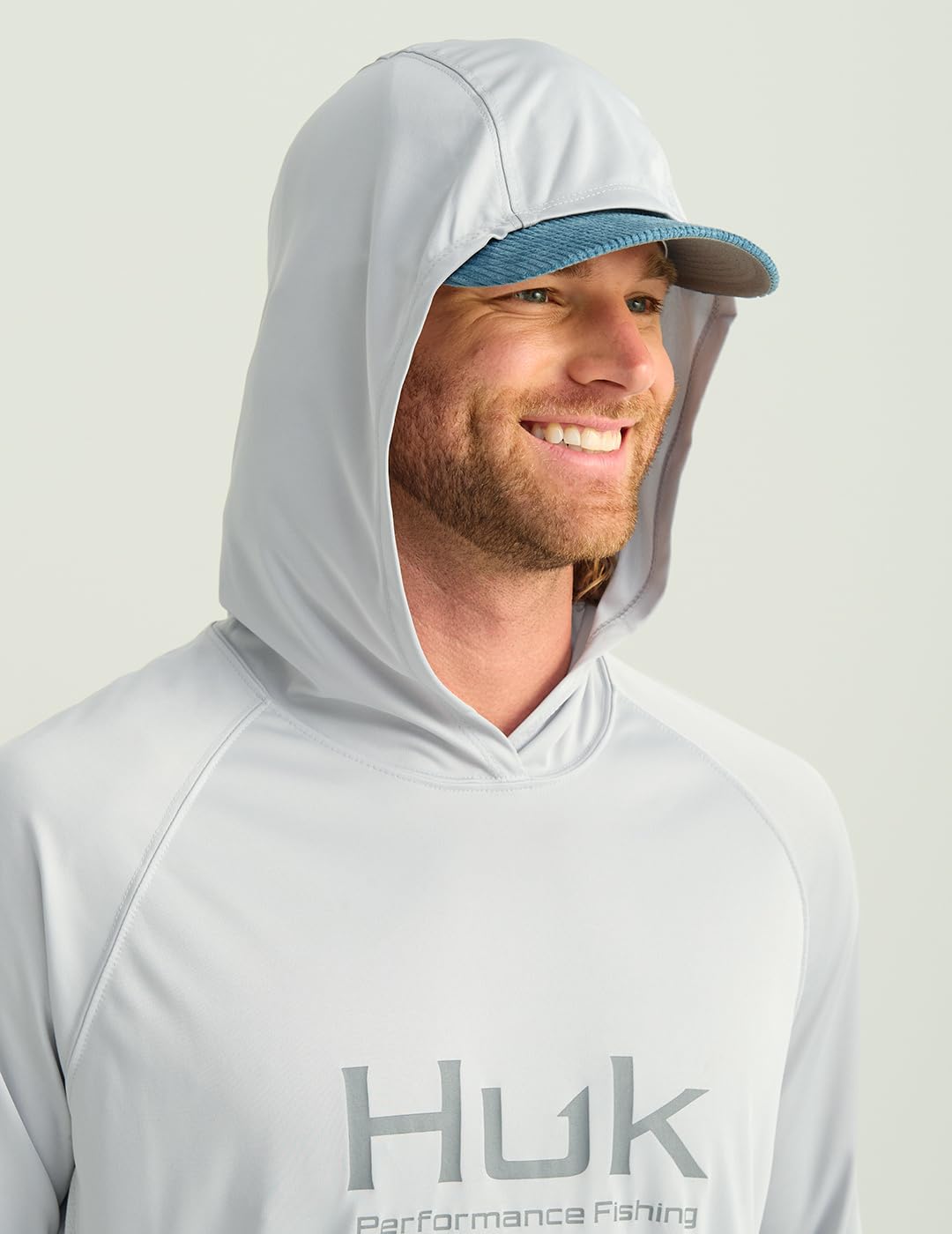 HUK Men's Standard Pursuit Vented Long Sleeve Hoodie, Fishing Shirt with Hood, Harbor Mist, X-Large