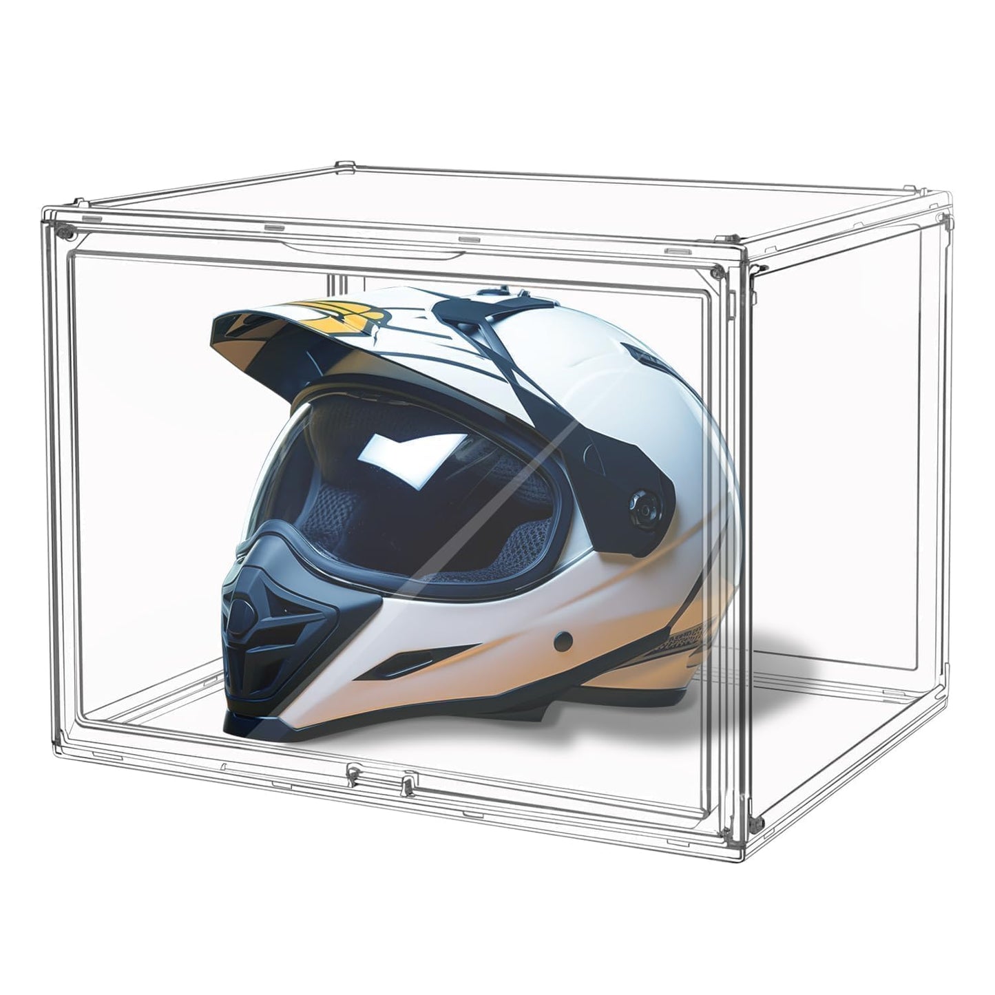 GUDEMAY XL Clear Stackable Plastic Storage Bins with Magnetic Lid - Dustproof Acrylic Display Case for Book, Purses, Large Figures Collectibles, Helmet Showcase, Shoes & Boot Box