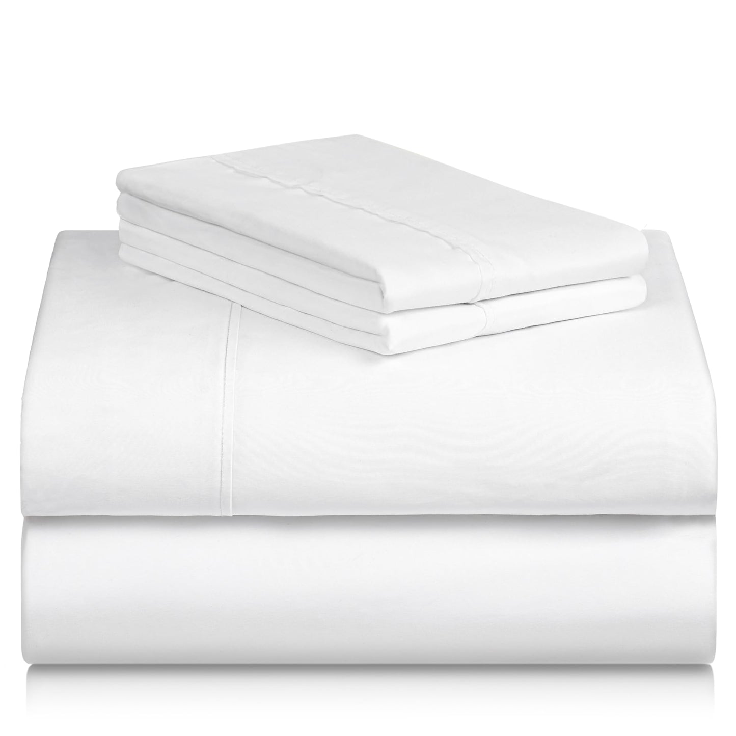 LuxClub 4 PC King Size Sheet Set Bed Sheets Deep Pockets Wrinkle Free Cooling Bed Sheets Machine Washable Hotel Bedding Silky Soft - White King