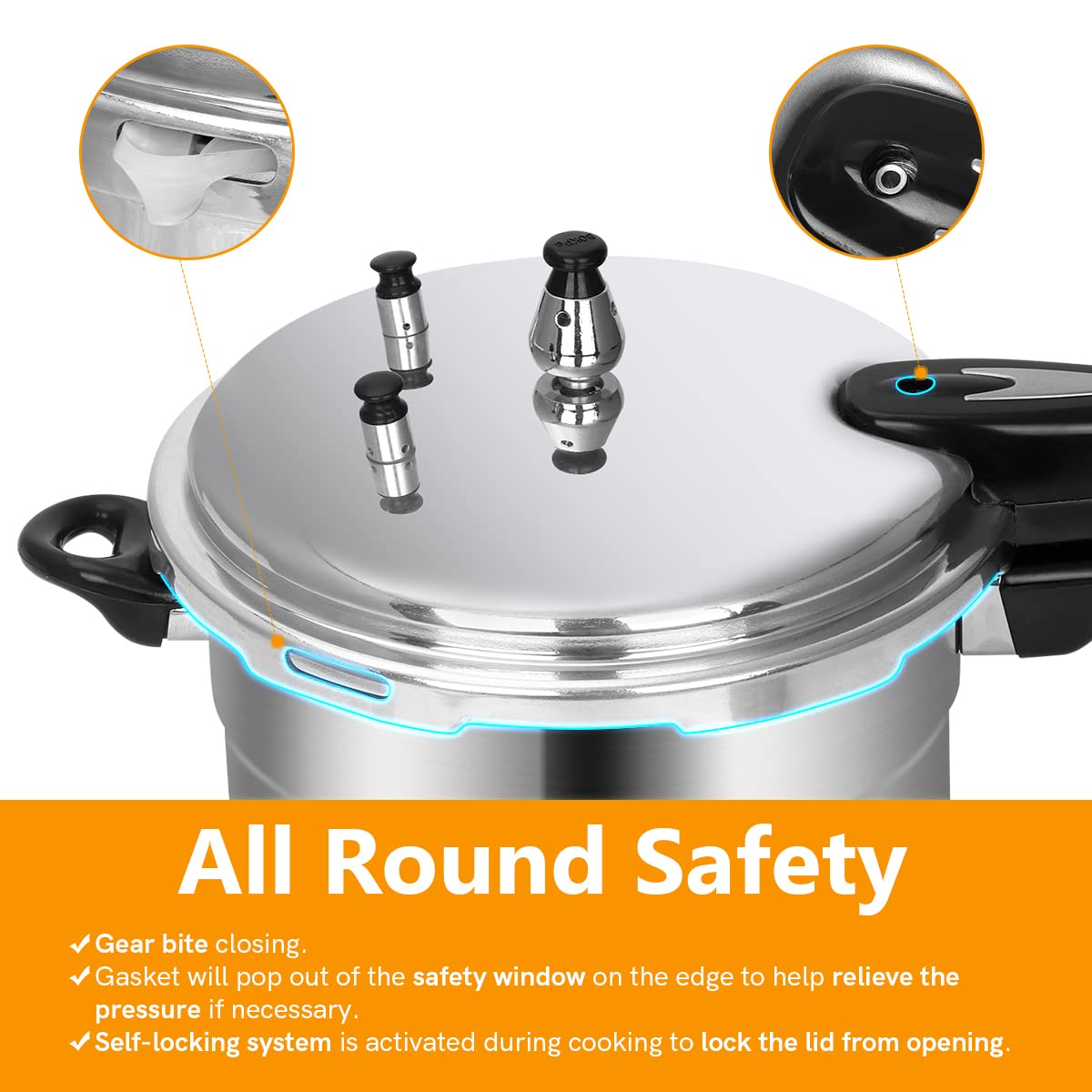 BreeRainz 5.3 Qt Stovetop Pressure Cooker & Canner, 10 PSI Induction Compatible Aluminum Pressure Canning Pot, Fast Cooking 70% Faster, Safe Triple Valve System, for Home & Small Kitchens