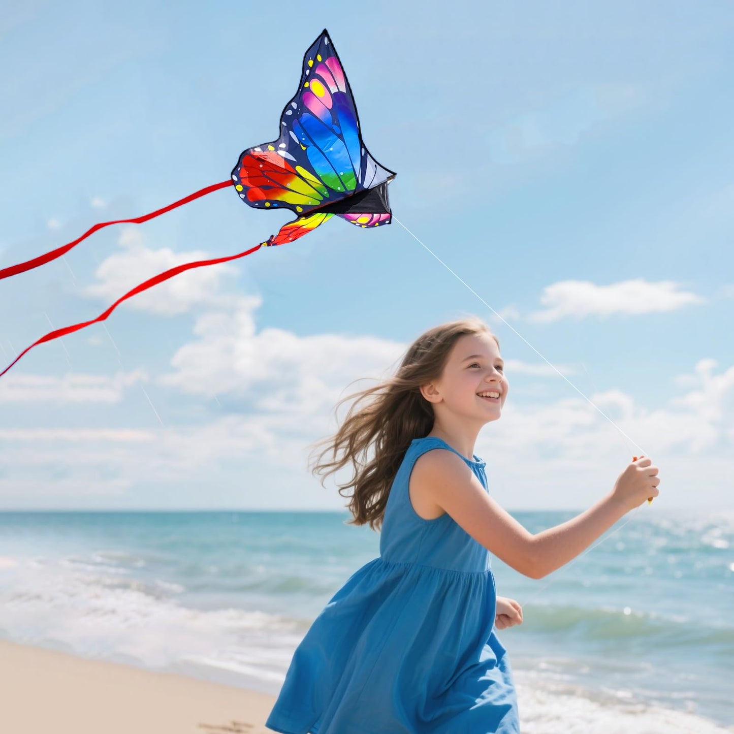 Kaiciuss Kites for Kids & Adults, Kites Set for Beginners and Teens, Easy to Fly for Beach, Perfect for Outdoor Activities (3 Pack-Rainbow Butterfly, Green Delta, and Blue Octopus)