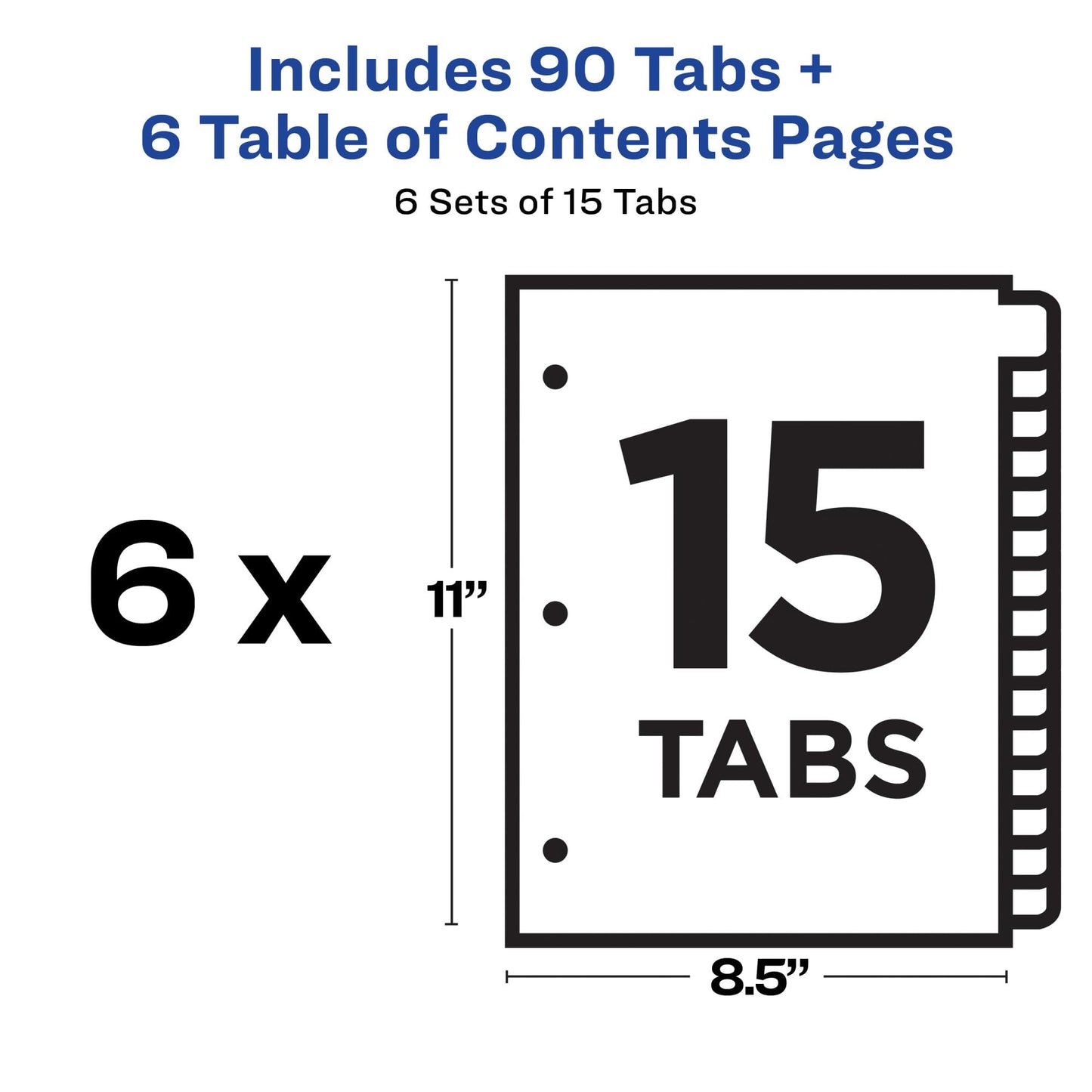 Avery Ready Index Table of Contents Dividers, 15-Tab, Multi-Color, 6 Sets (11197)