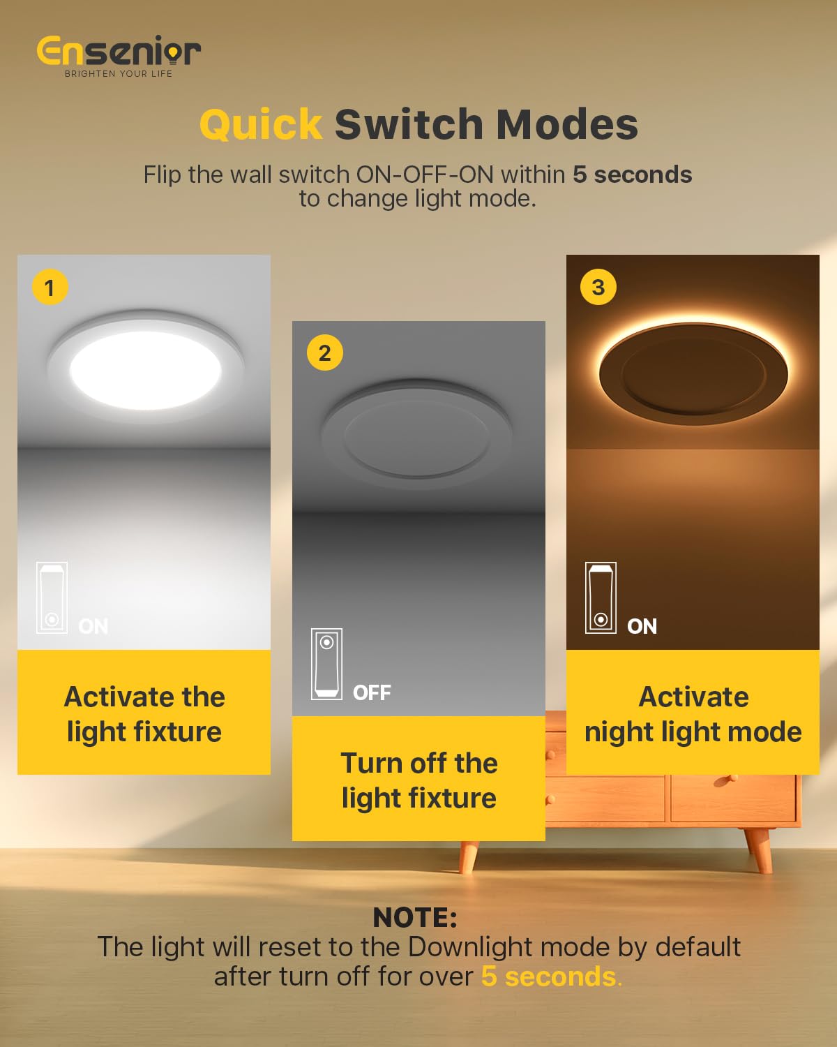 Ensenior 6 Pack 6 Inch LED Recessed Pot Light with Night Light, Dimmable, 2700K-5000K 5CCT, 1050LM 12W 120V, High Brightness Canless Wafer Downlight - ETL&FCC&IC
