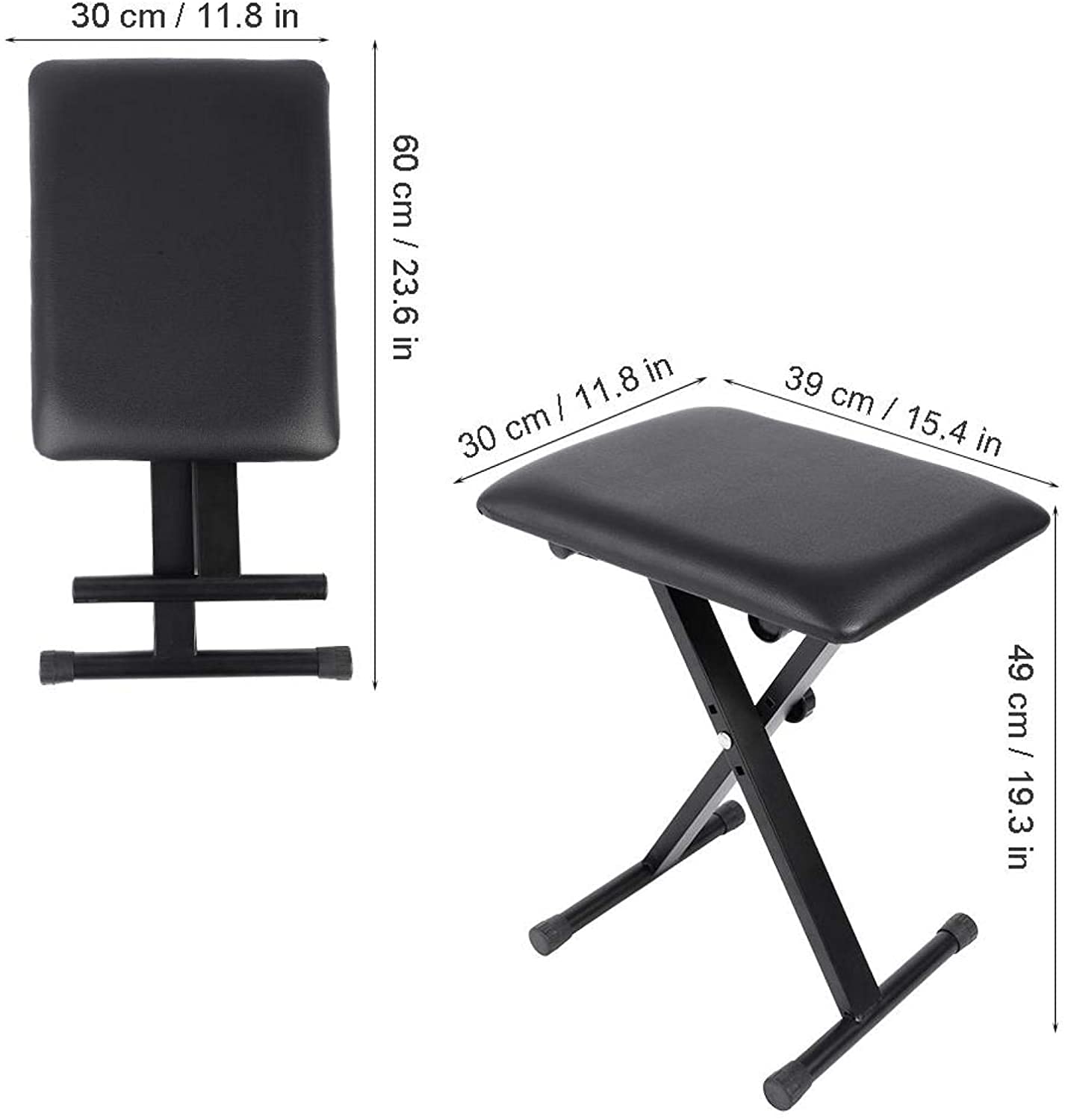 Adjustable Padded Piano Keyboard Bench Seat, Folding Design for Beginner Professionals (Type 1)