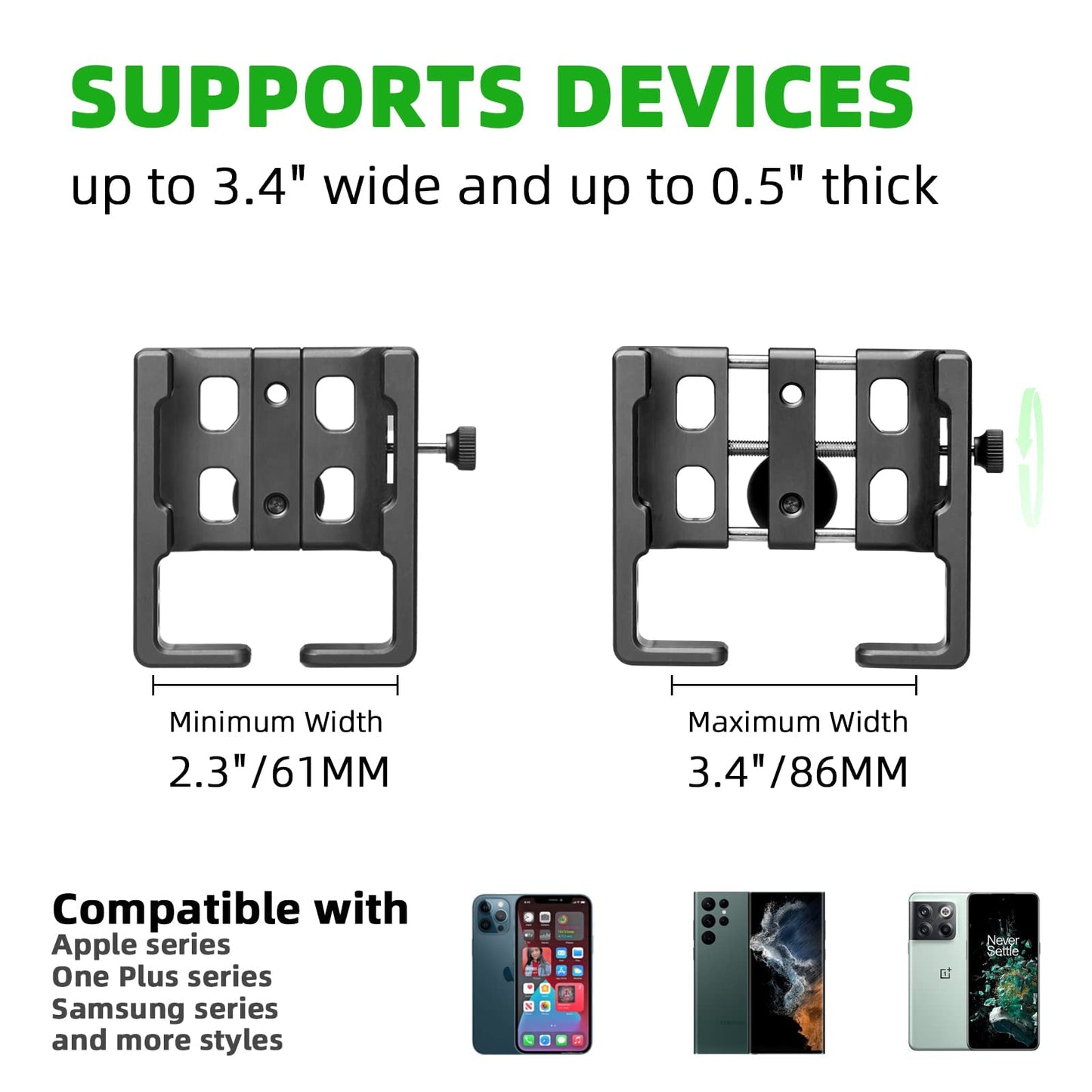 FANAUE Universal Phone Mount with 1'' Ball for Smartphones 2.3'' to 3.4'', Compatible with RAM Mounts B Size Double Socket Arm & Bike Motorcycle Cellphone Holder with Shock Absorber (CPC-07PRO)