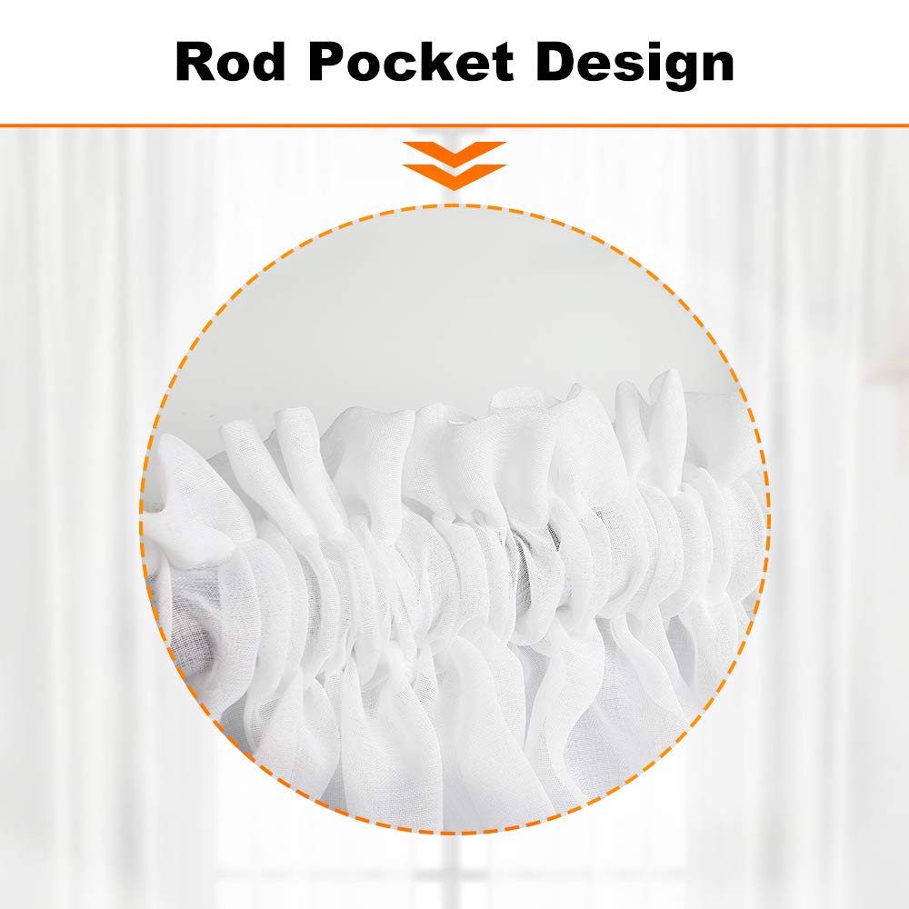 4 Panels Sheer White Curtains 84 inches Long, Rod Pocket Semi White Sheer Curtain Panels for Kitchen, Translucent Curtains Sheer Airy & Breathable Window Curtain Panels for Kids Room, 52" W x 84" L