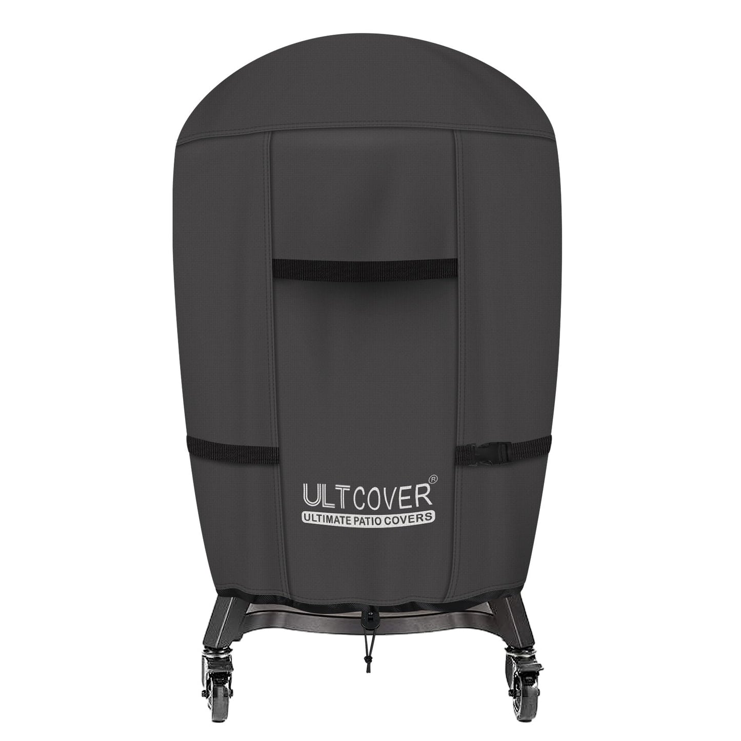 ULTCOVER Outdoor Waterproof Charcoal Kamado Joe Grill Cover for 22-24 inch Big Green Egg Char-Griller Char-Broil and Other Round Smokers Size Up to 36” Dia x 45” H, Black
