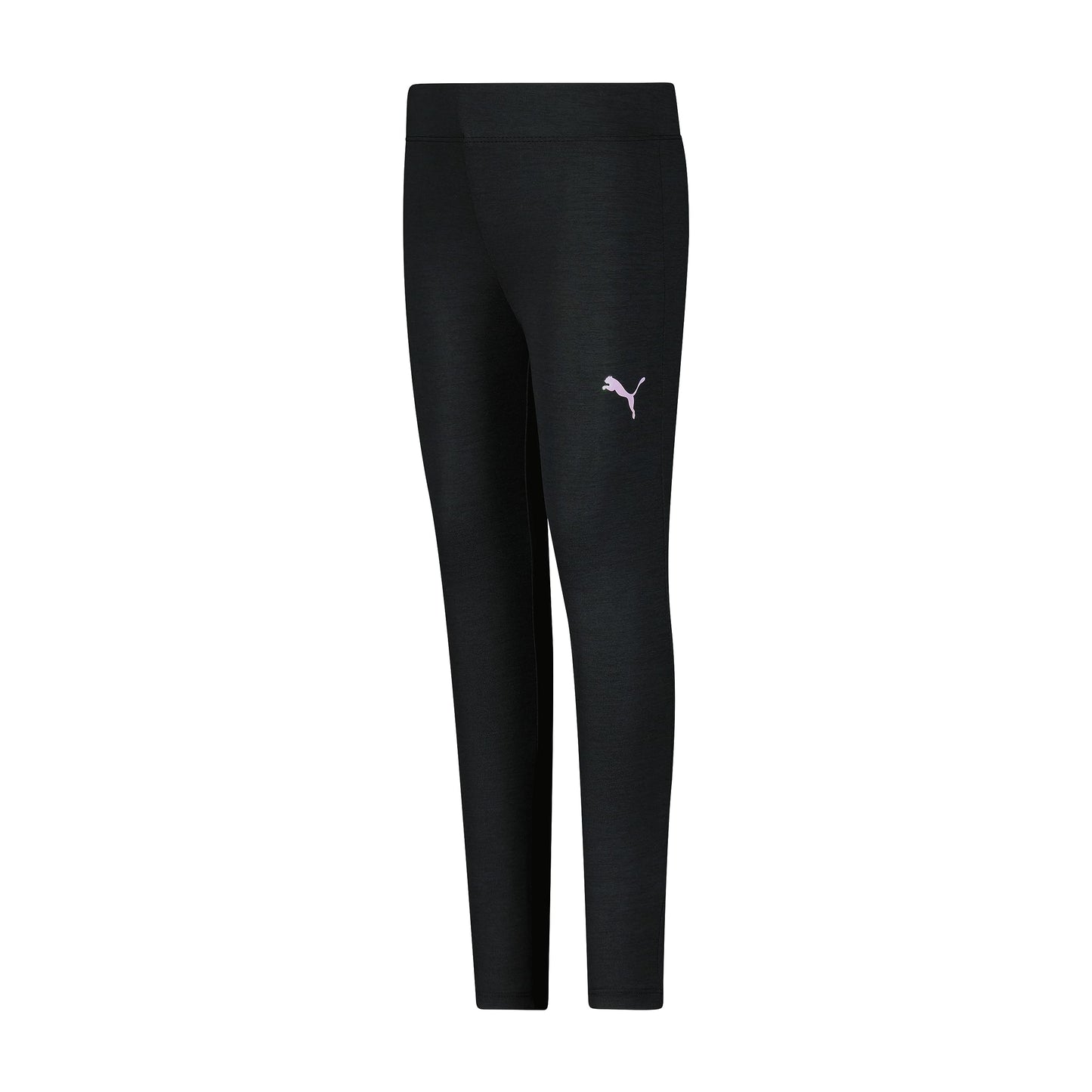 PUMA Girls' Core Logo Legging, Elastic Waistband, Soft & Comfortable, Black Heather, Medium