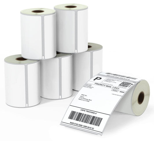 BETCKEY - Compatible DYMO 1744907 (4" x 6") Shipping Labels, Perforated, Compatible with DYMO Labelwriter 4XL Rollo & Zebra Desktop Printers, NOT Fit 5XL [6 Rolls/1320 Labels]