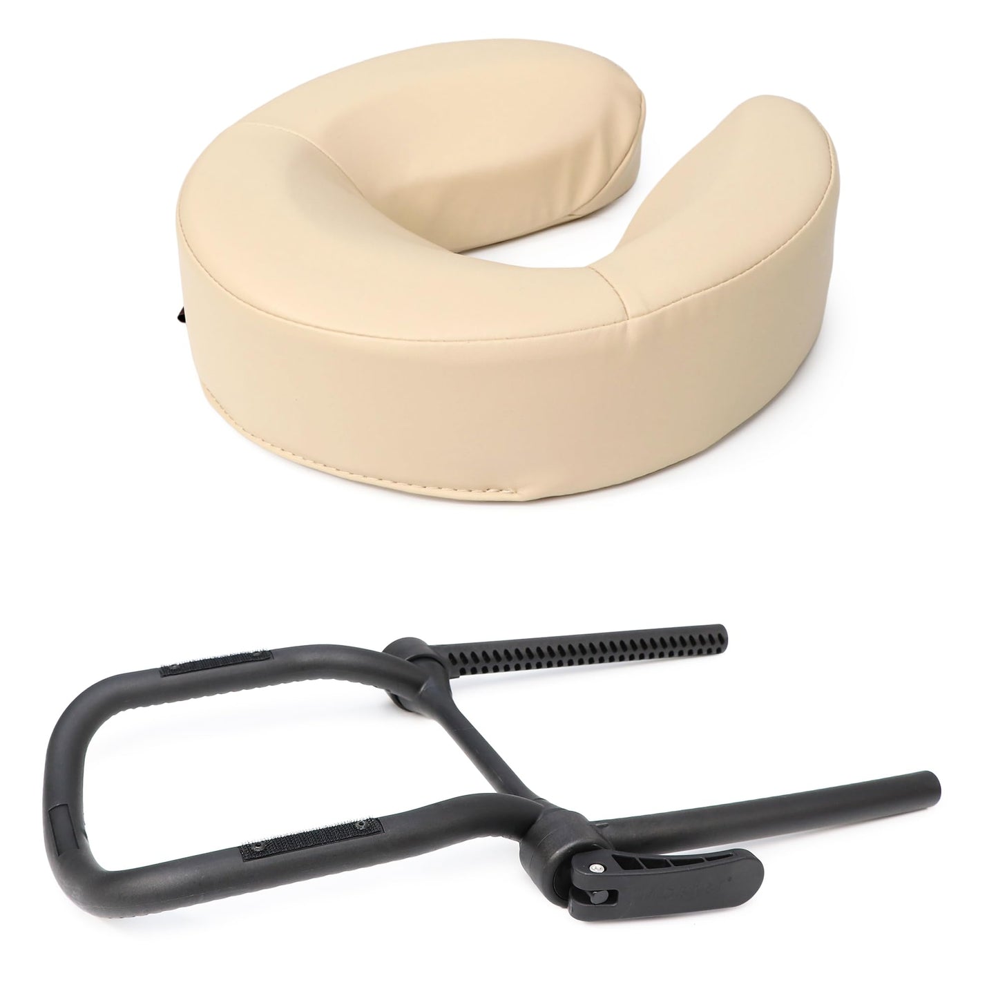 MASTER MASSAGE Universal Simplicity Adjustable Massage Table Face Cradle and Universal Face Cushion/Face Pillow Set - Massage Table/Massage Chair Headrest Platform Set (Crescent Round Cream)