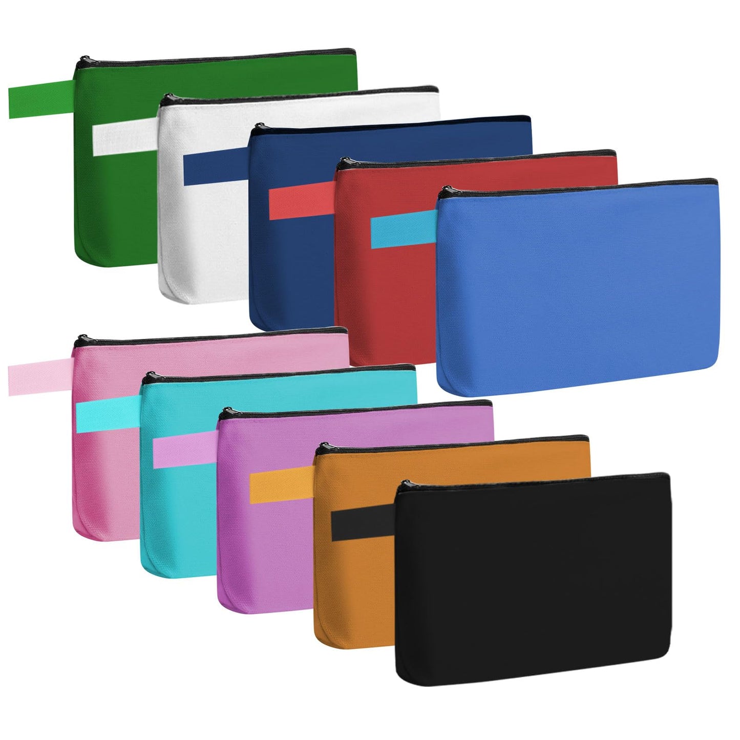 40 Pcs Canvas Makeup Bags Travel Cosmetic Pouch with Zipper Portable Multi Purpose Blank Small Traveling Zippered Organizer for Women Purse Toiletry Pencil Bag,10 Colors,7.4 x 5.1 x 1.7 Inch