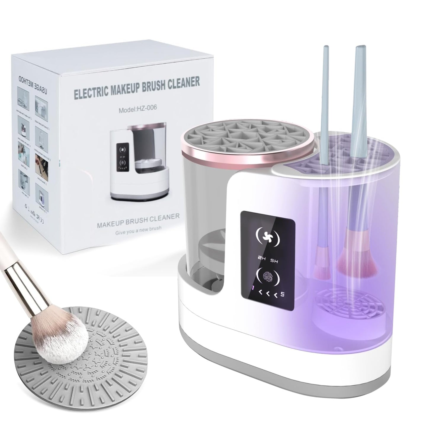 Electric Makeup Brush Cleaner 3-in-1 with Dryer – Automatic USB Brush Cleaner and Holder, Portable Quick-Dry Tool for All Brush Sizes（Deep Clean Edition）