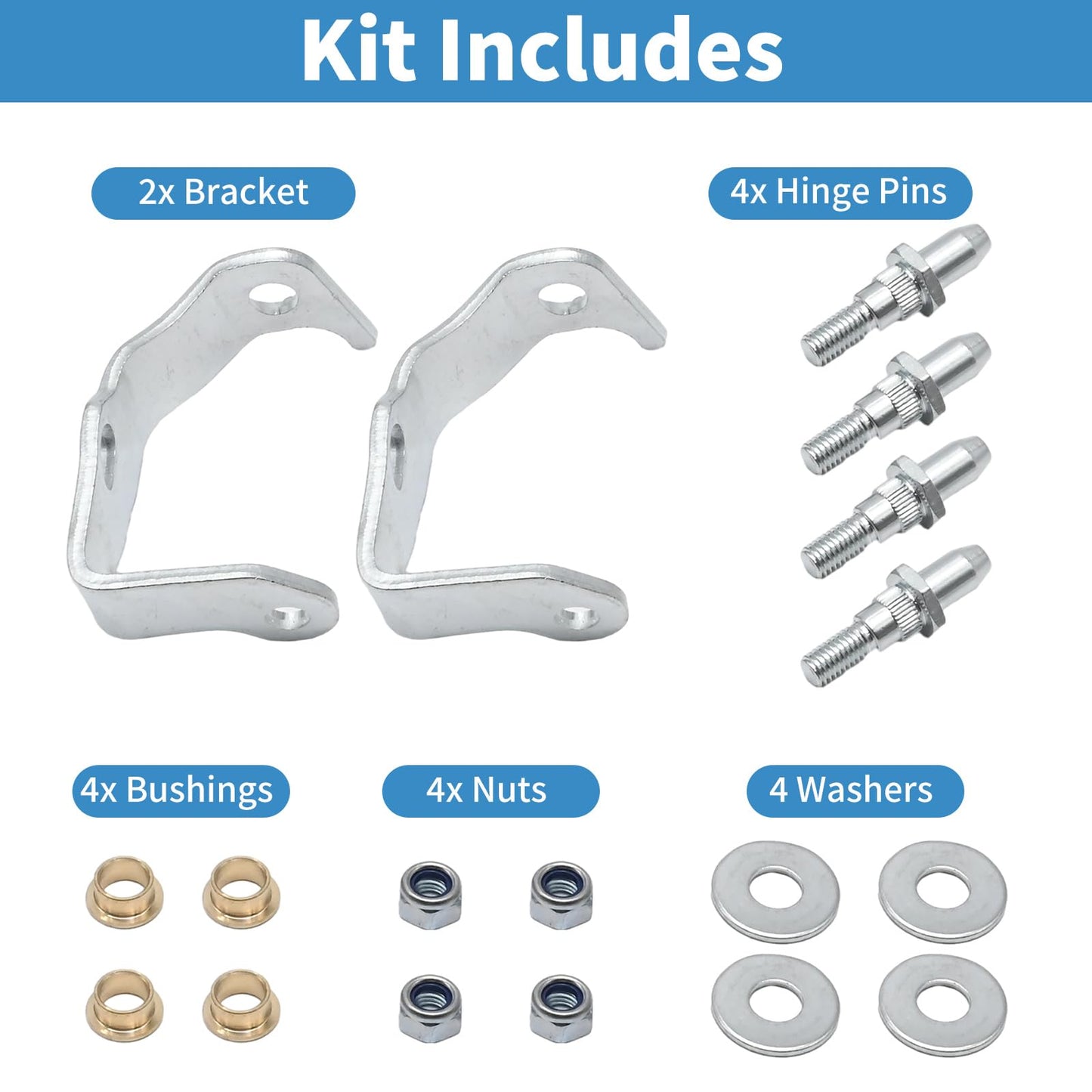 Anxingo 1 Pair 38456 Driver Side Door Hinge Pin and Bushing Kit Replacement for Chevrolet Silverado 1500 2500 3500 Replacement for GMC Sierra Yukon Left Door Hinge Pin and Bushing Kit Replace 6038456