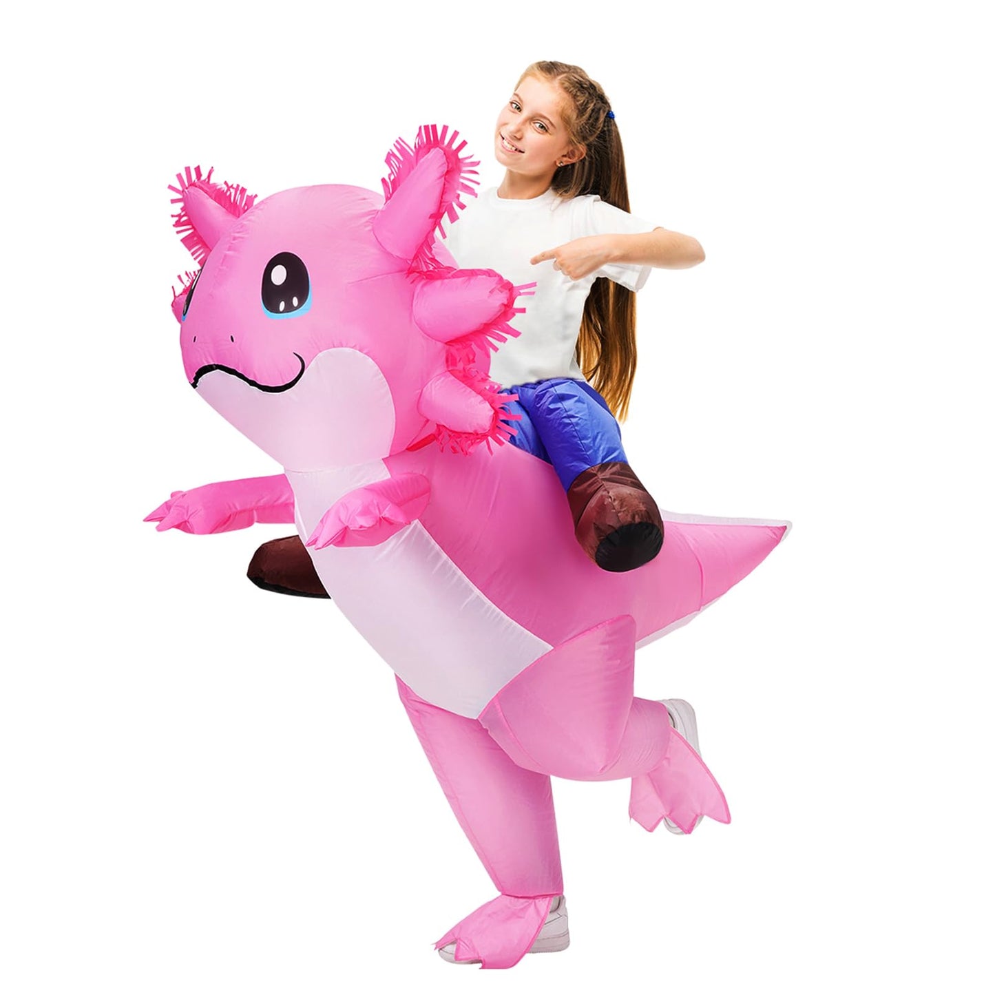 Stegosaurus Inflatable Axolotl Costume for Kids Halloween Costumes Kid Blow Up Costume Ride on Axolotl Costumes