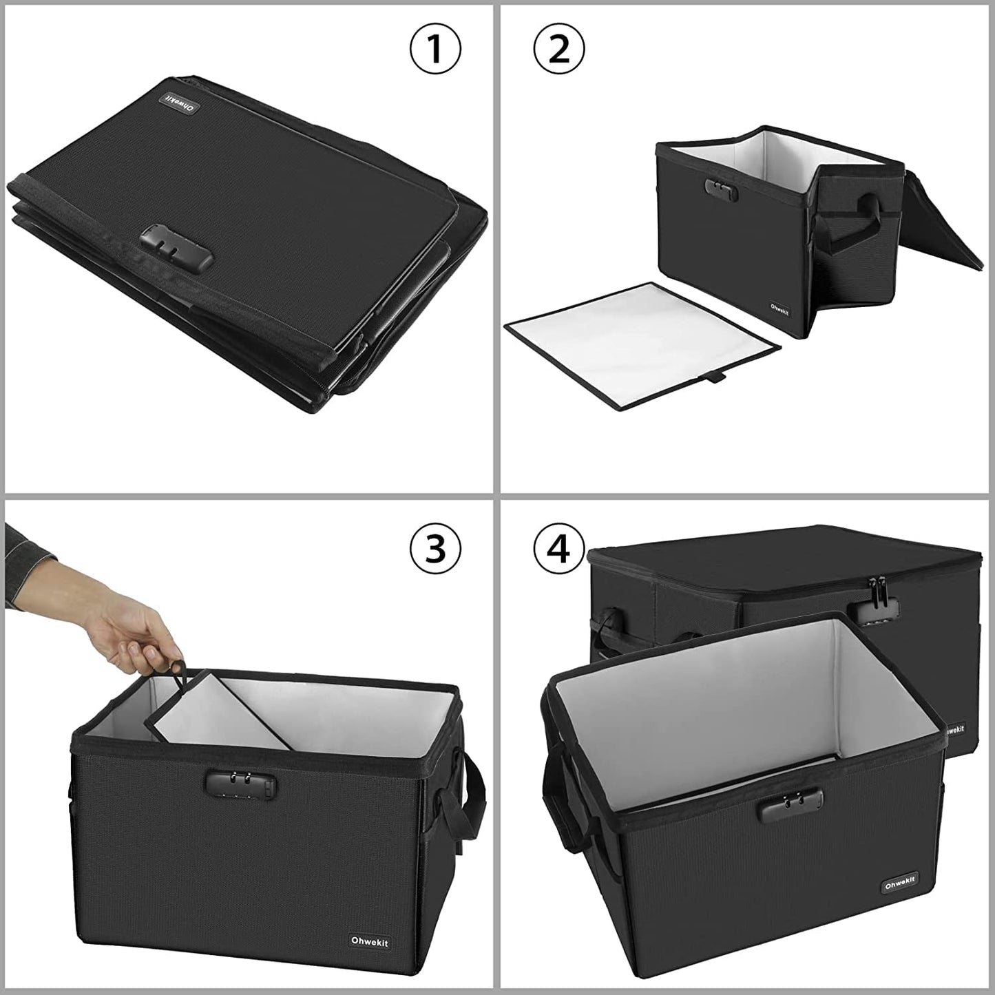 Large File Organizer Box (2000℉) with Lock(16.1'' x 12.7'' x 10.6'') , Fireproof Waterproof Document Box with Lid, Portable Home Office Safe Box with Handle(Not Including Suspension File)