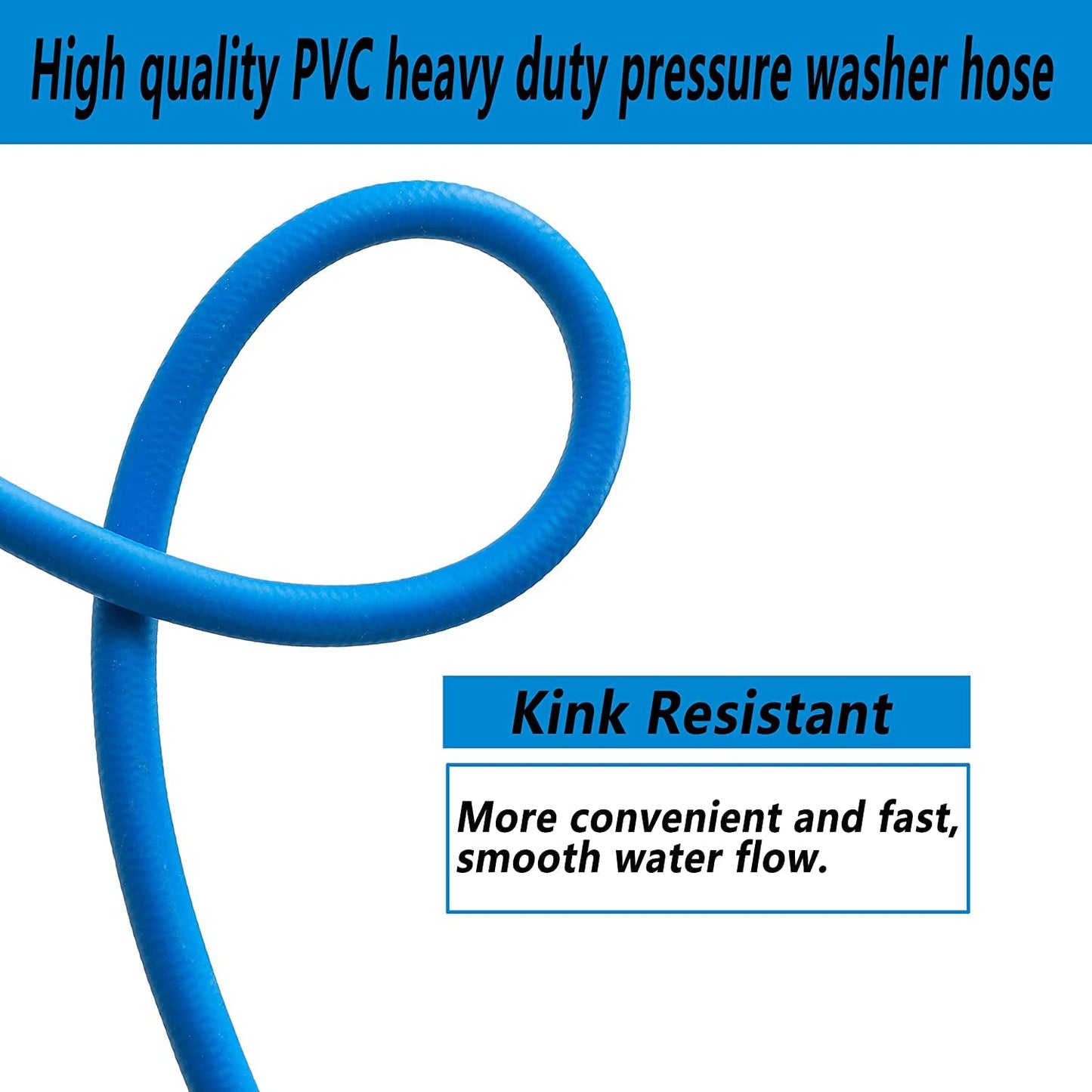 FIXFANS Pressure Washer Hose – 1/4" X 25 FT High Power Washer Extension Hose – Kink & Wear Resistant High Pressure Hose for Replacement – Compatible with M22 Fittings – 3600PSI
