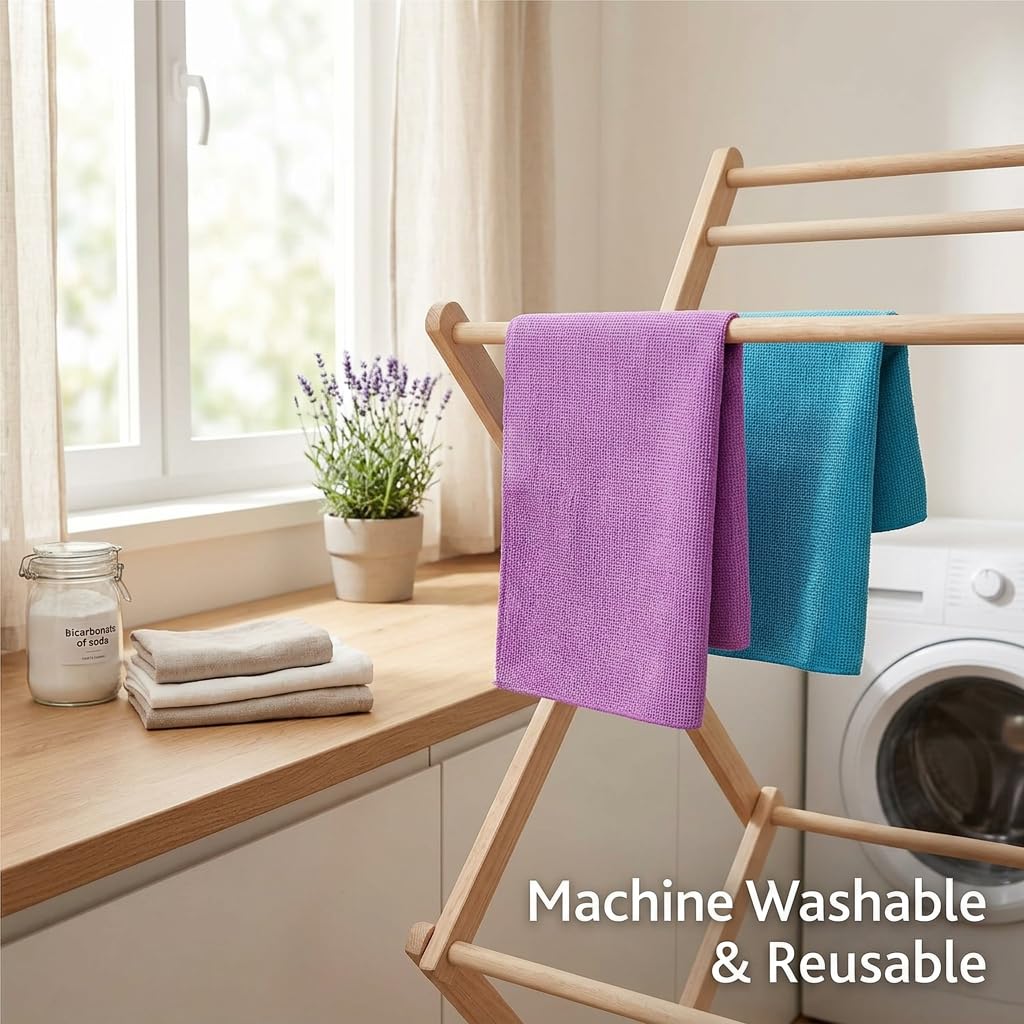 Vileda Actifibre Multi-Surface Microfibre Cloth 2ct (Pack of 12) | Streak-Free Shine | Use on Windows, Mirrors, Stainless Steel | Reusable & Machine-Washable