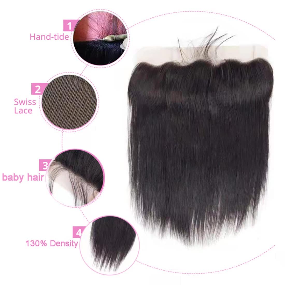 13x4 Ear To Ear Lace Frontal Closure Brazilian Straight HD Lace Frontal Closure Virgin Human Hair Lace Closure Natural Black 180% Density(13X4 Straight, 20 Inch)