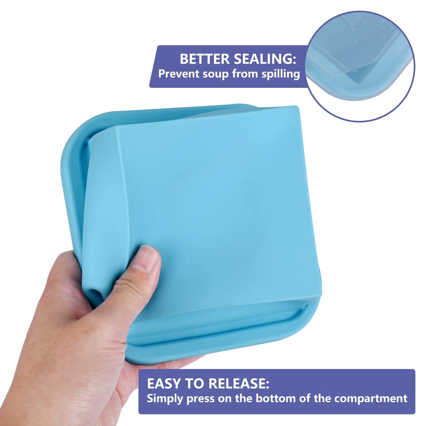 Kinggrand Kitchen 2 Cup Silicone Freezer Trays with Lid 4 Pack Silicone Freezer Molds soup freezer containers Make 4 Perfect Soups, Broths, Stews, Sauces, Curries