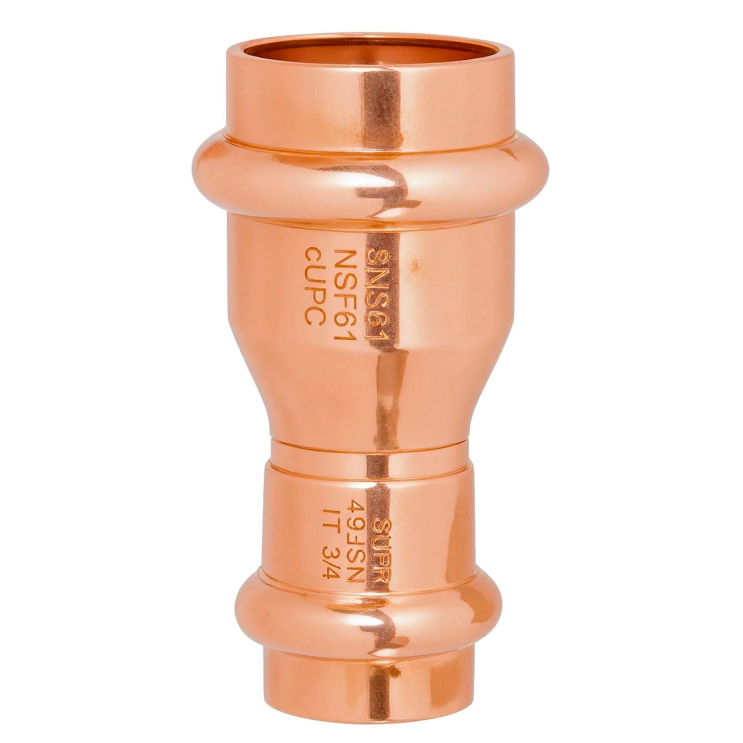 WHK 10 Packs 3/4" x 1/2" Pro Press Propress Copper Reducing Coupling Adater Fittings Use for Connect From 3/4 Cooper to 1/2 Cooper Pipe(Lead-Free,No Stop)