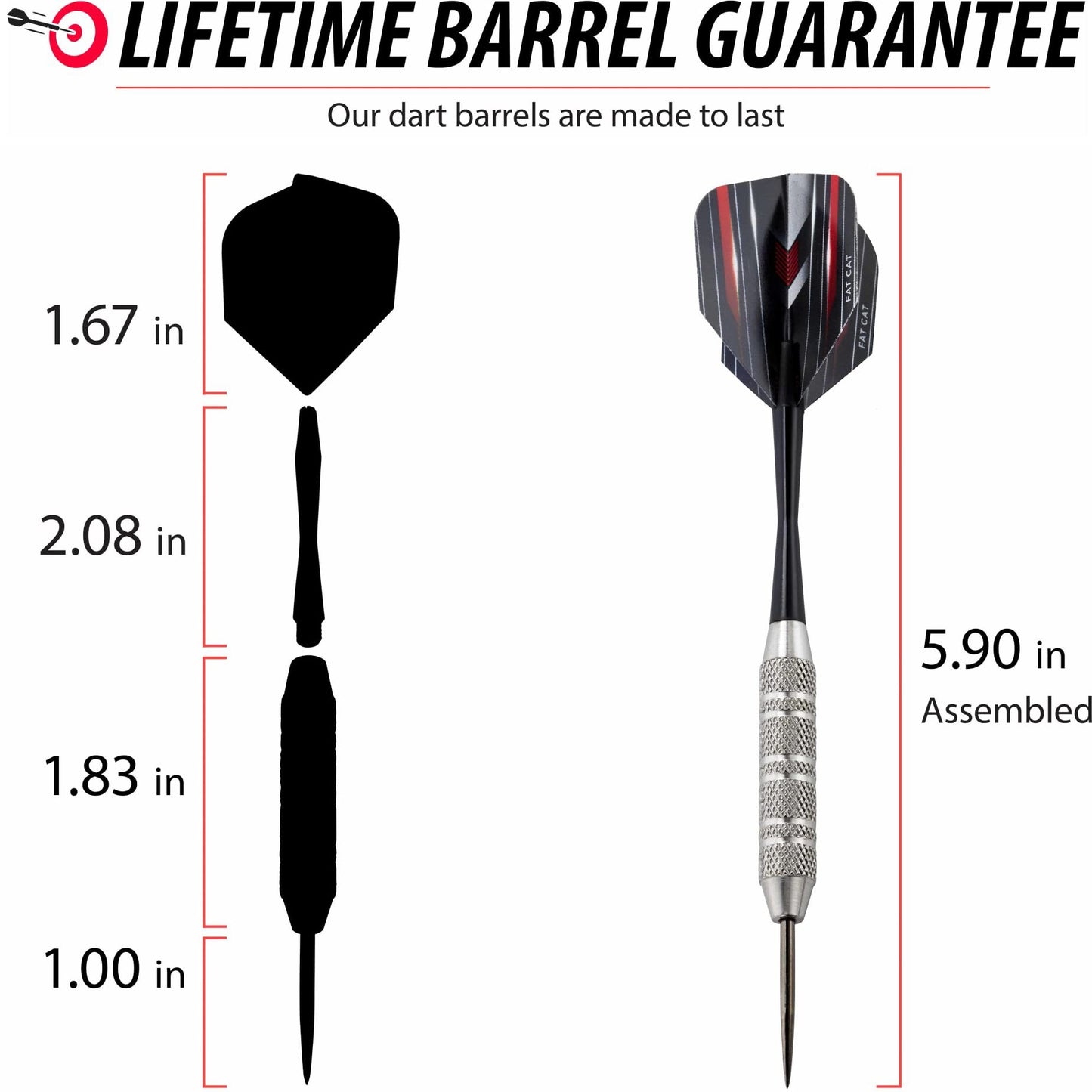 Fat Cat Darts in a Jar: Steel Tip Darts with Storage/Travel Container, 19 Grams (Pack of 27)