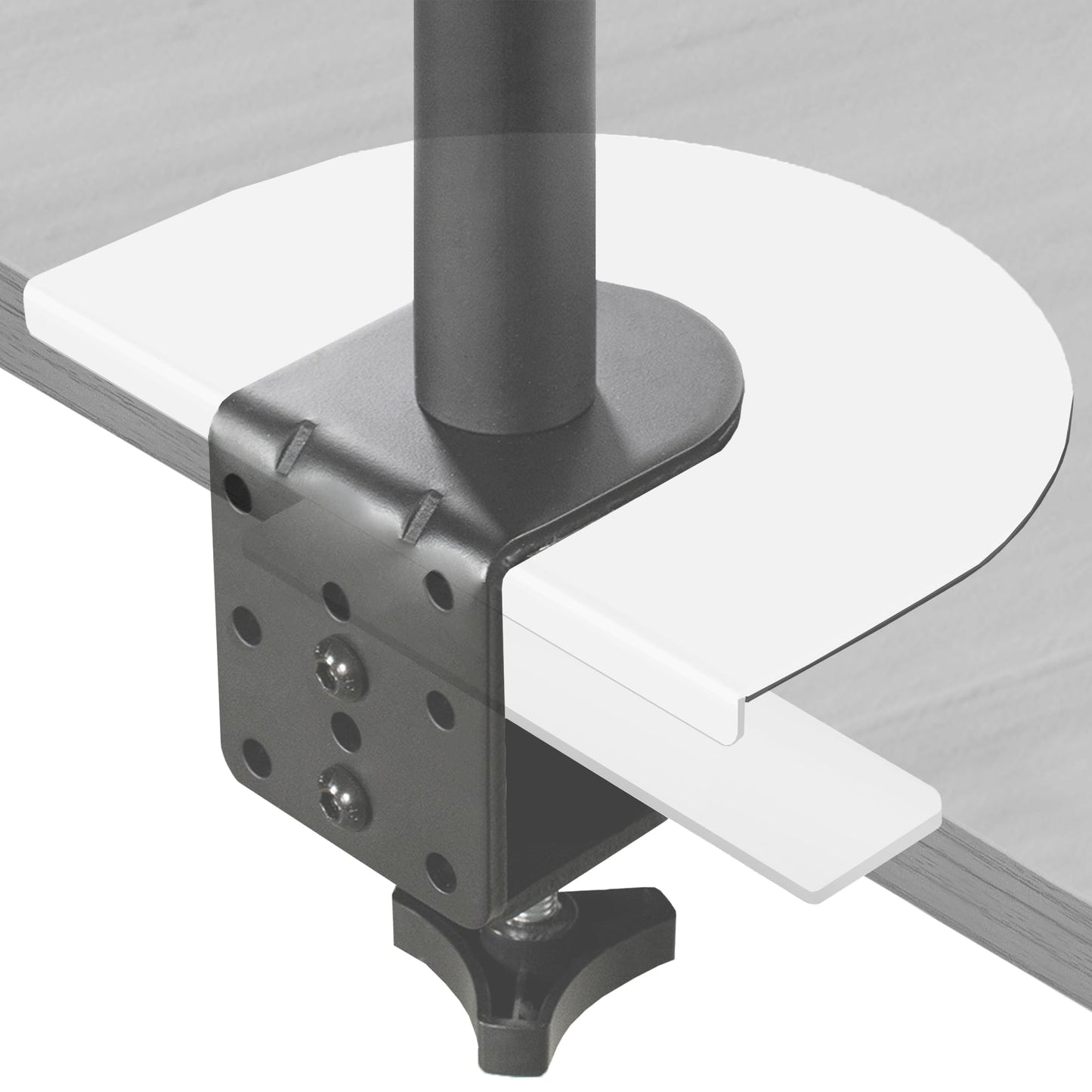 VIVO Steel Reinforcement Bracket Mount Plate for Thin, Glass, and Other Fragile Table Tops, Clamp Compatible with Most Monitor Stand C-Clamp Installations, White, STAND-AC01RW
