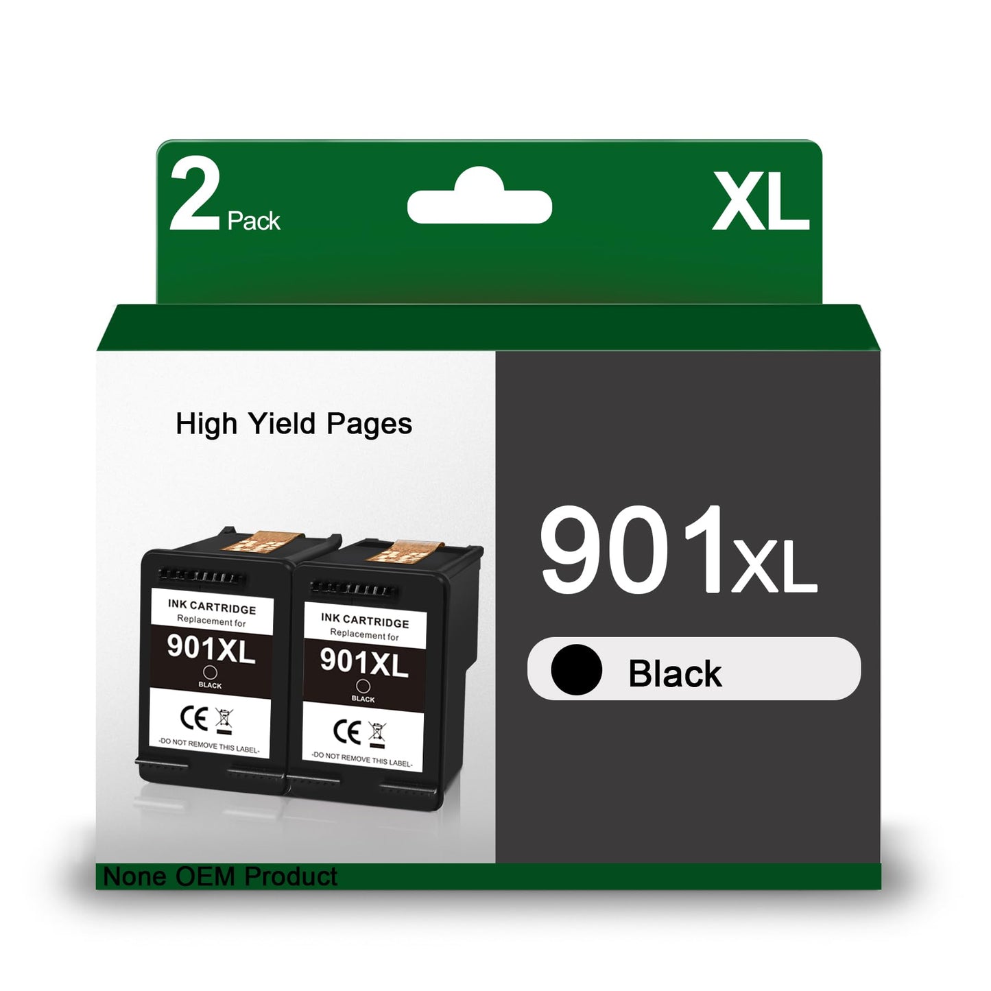 901XL Black Ink Cartridges Replacement for HP 901 901XL Combo Pack use with OfficeJet J4680 J4580 J4550 J4680c J4500 J4624 J4660 J4640 J4524 Printer (2-Black)