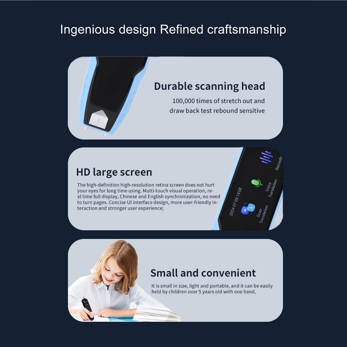 Smart Language Translator Pen, Offline Scanning 112 Languages Rechargeable Scan Reader Pen, Real Time Translation, Ideal for Travel Business (Blue