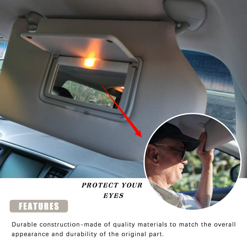 Right Passenger Side Sun Visor Replacement for 2013 2014 2015 2016 2017 2018 Nissan Pathfinder and 2014-2017 Infiniti QX60 (Beige)
