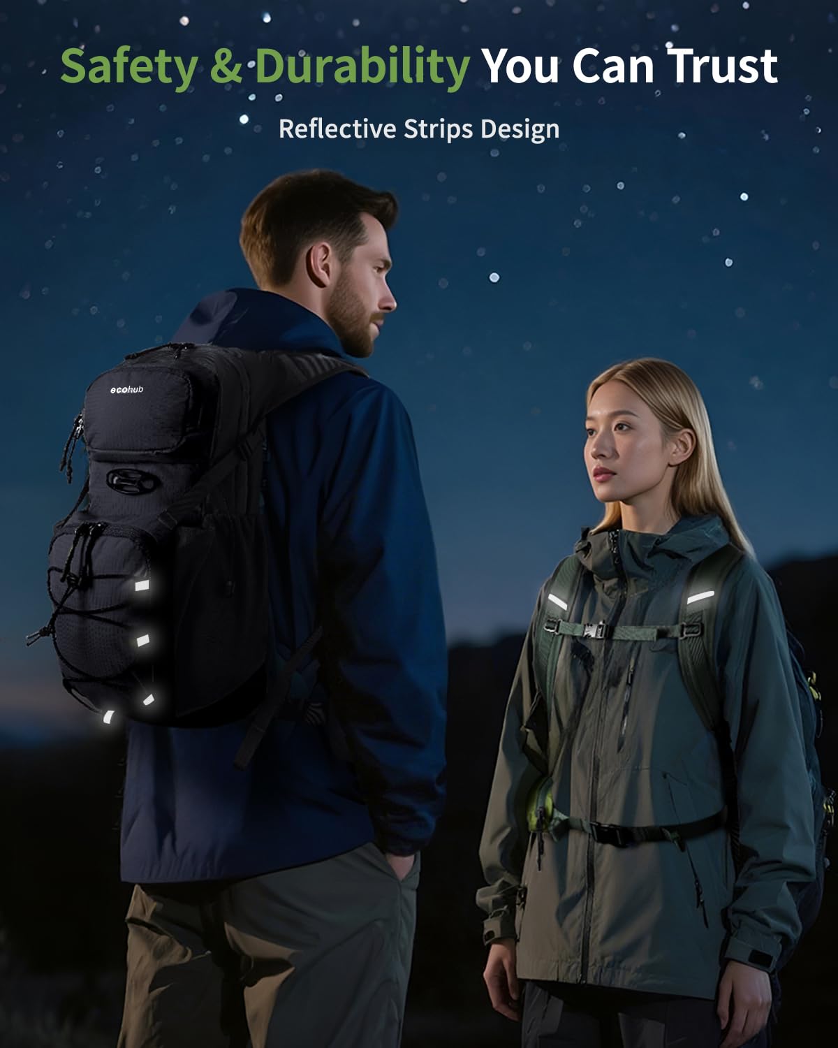 ECOHUB Hydration Backpack for Men Women, 20L Lightweight Hiking Daypack Cycling Backpack with 2L Water Bladder, Insulated Hydration Pack with Waist Pack