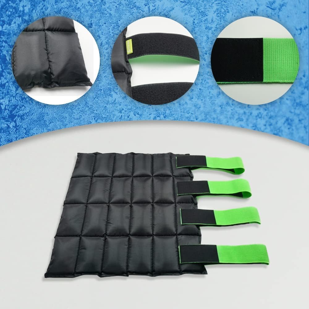 WORLD-BIO Horse Ice Boots Wraps Set of 2, Reusable Cooling Boot Wrap for Horse Injuries, Therapy Full Ice Boots for Horses with Straps, Hock, Knee and Hooves, 16.9'' x 16.2'' Green