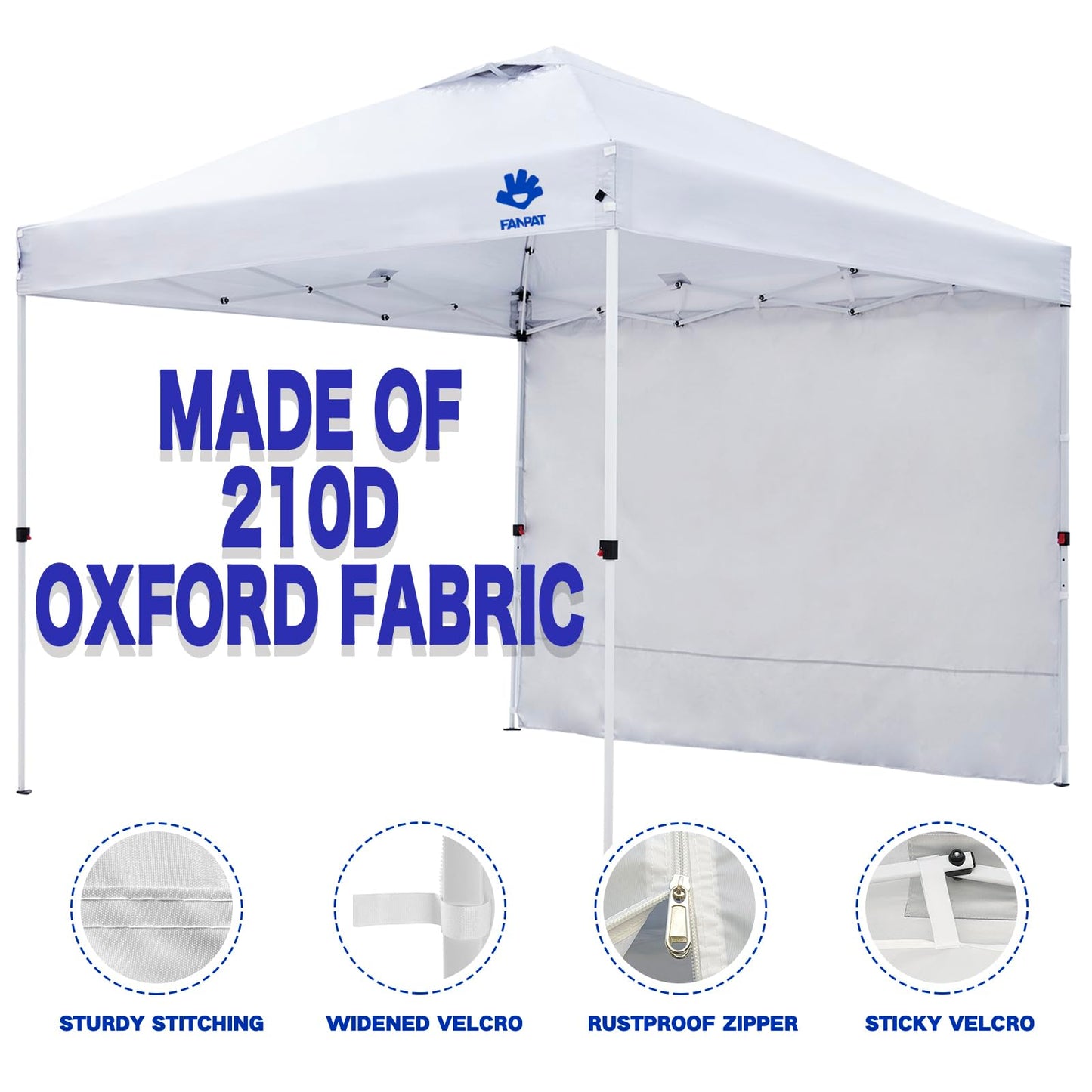 Fanpat Instant Canopy Tent Sidewalls for 10x10 Pop Up Canopy Waterproof,99% UV Protection，3 Piece Sidewalls, White(3PCS Sidewall Only, Canopy Tent NOT Included)