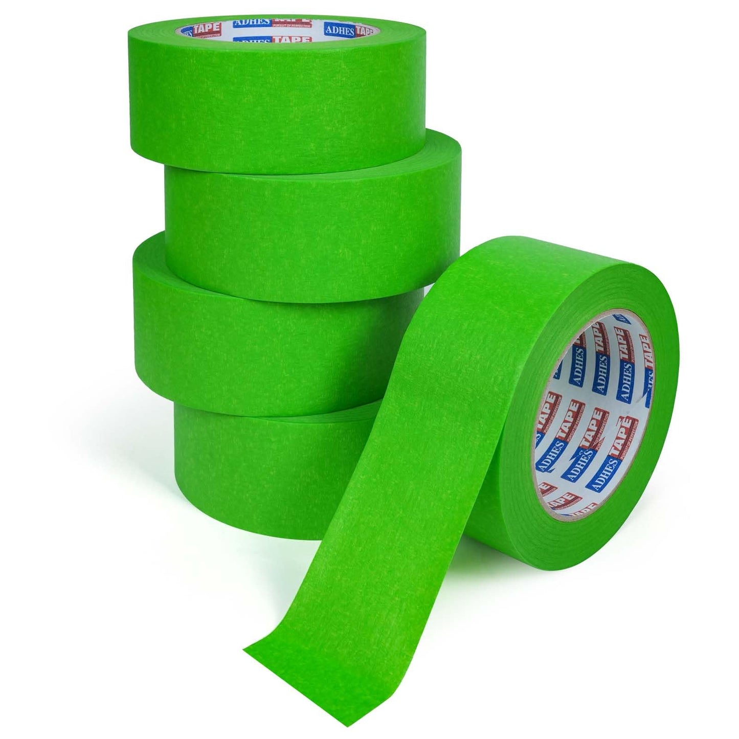 ADHES Green Masking Tape 1.88 Inch x 55 Yards – 5 Rolls, UV Resistant, No Residue, Multi-Surface Painters Tape, Automotive Masking Tape for Indoor & Outdoor, DIY, Arts, Crafts, Labeling