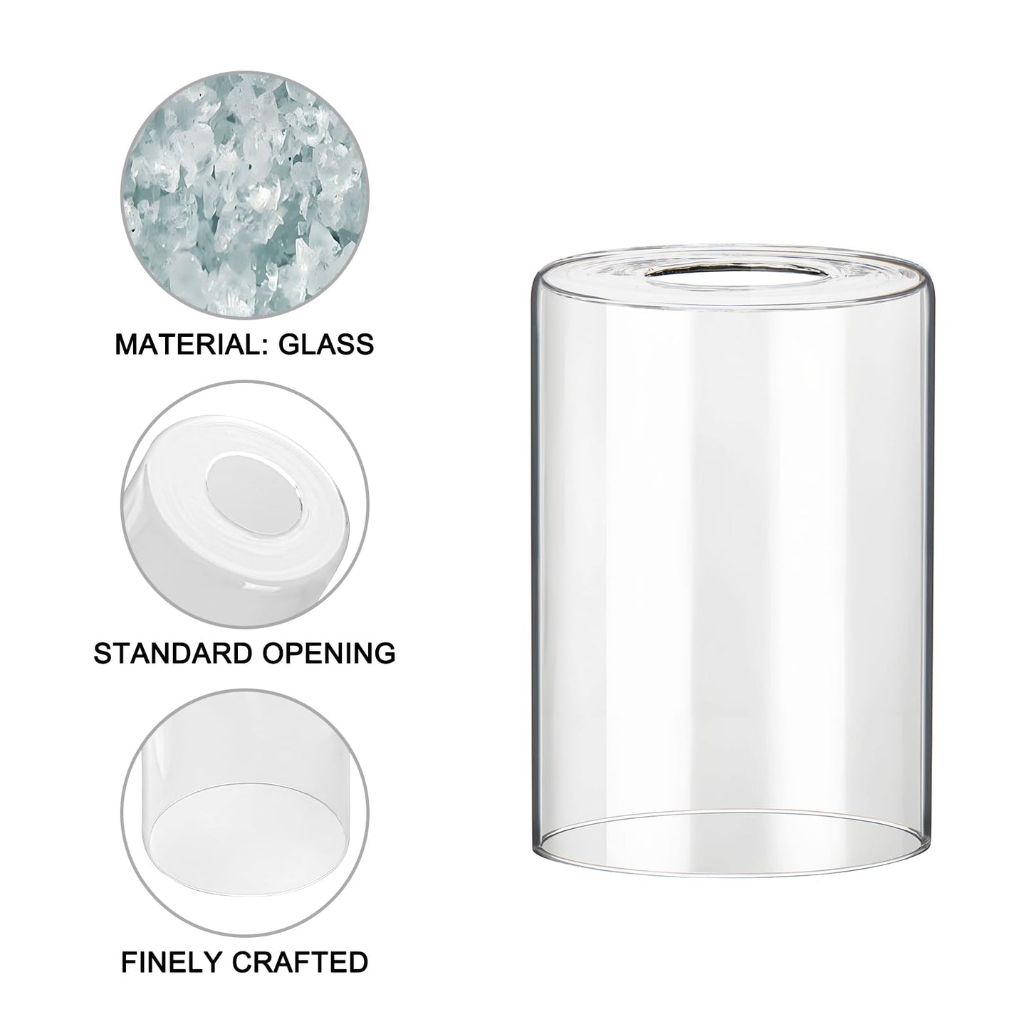 LAMP YU Clear Cylinder Glass Lamp Shade Replacement Globe, 6 Pack Clear Glass Shade Covers Replacements, 5.5in Height, 3.9in Diameter, 1.65in Fitter