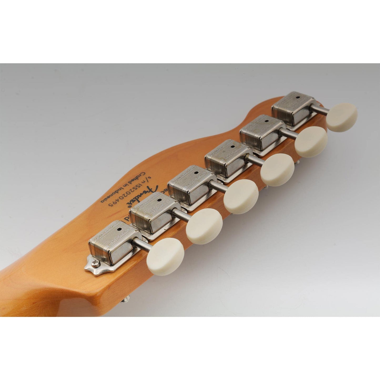 Wilkinson Deluxe WJ55 Vintage 6 Inline Guitar Tuners Split Post Machine Heads Tuning Pegs Keys for Classic Vibe Fender Strat/Tele Style Electric Guitar, Nickel with Off White Button