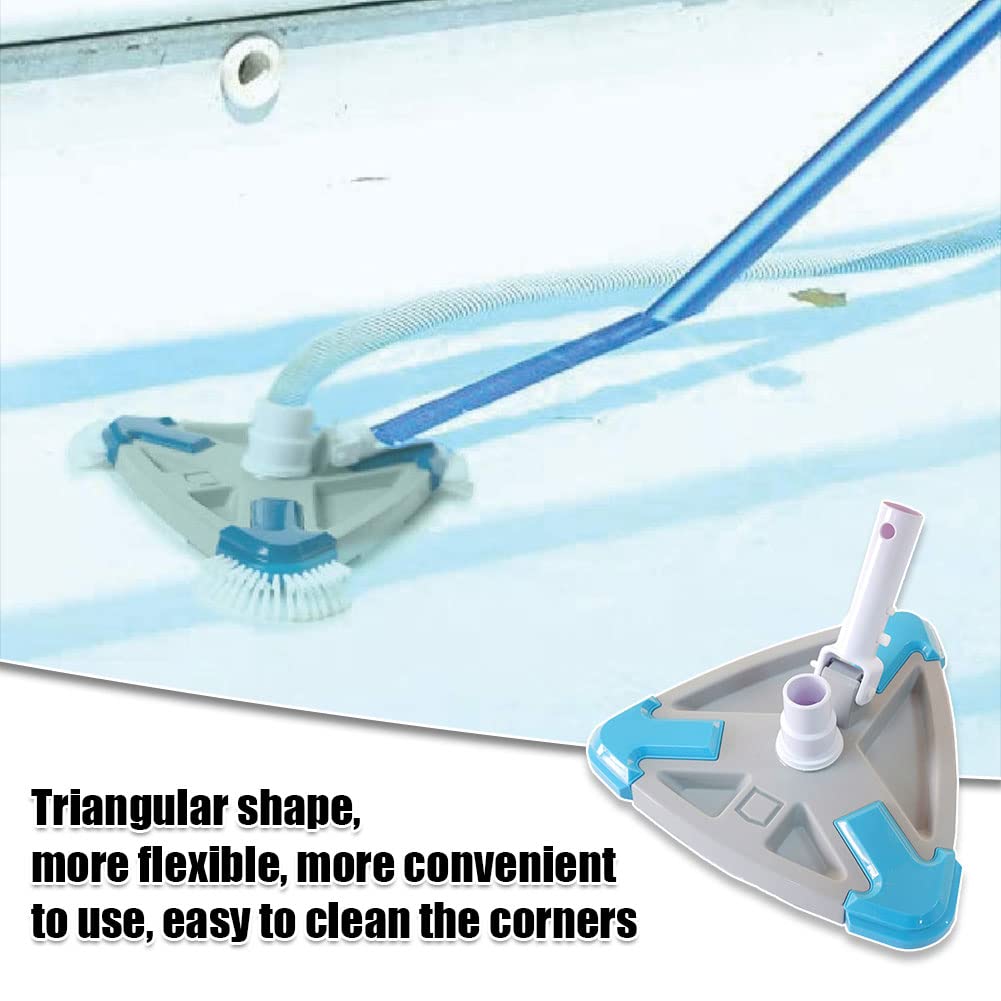 Pool Vacuum Head with Side Brush, Pool Triangular Weighted Brush for Inground and Above Ground Swimming Pools (White)