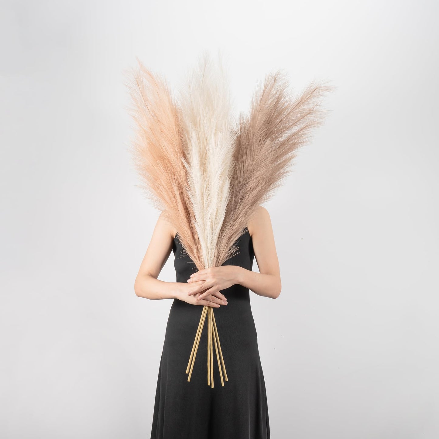 Pampas Grass Decor Tall, 43"/110cm Faux Pampas Grass 6 Stems Large Pompass Grass Branches Tall Bulk Boho Flower Arrangement for Home Room Wedding Party Decor