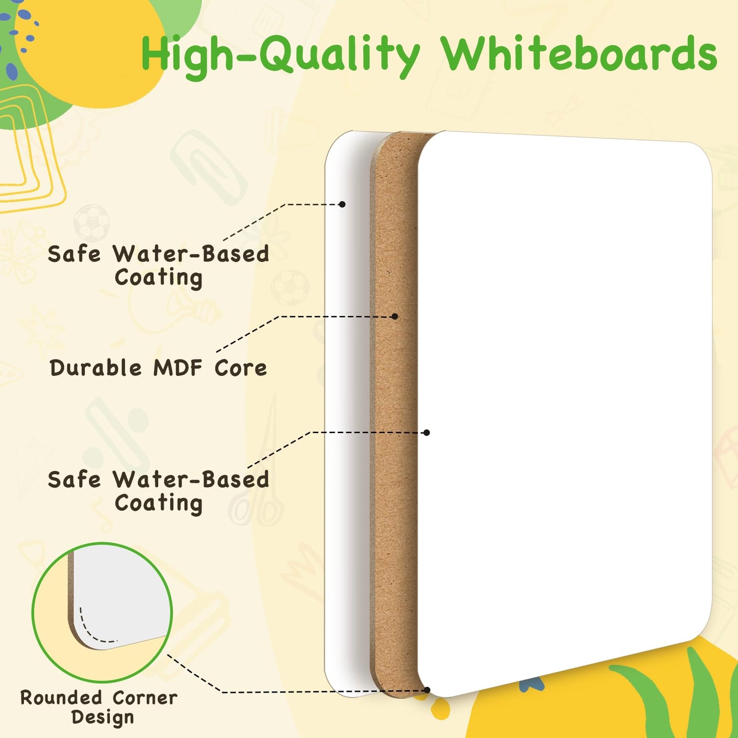 Ohuhu 12-Pack Mini White Boards, 9 x 12 Inch Double-Sided Plain Whiteboards Set – Includes 12 Individual Small Dry Erase Boards,12 Markers & 12 Erasers, Ideal for Classrooms, Homeschools & Group Games