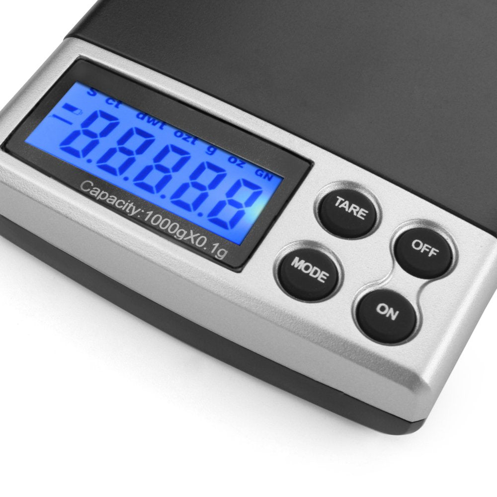 Flexzion Digital Pocket Scale for Grams of Jewelry Gold Silver Coin, Gem Scale 1000 g x 0.1 g High Precision Digital Gram Scale LCD Display Portable Food Weighing Tool with Protective Cover