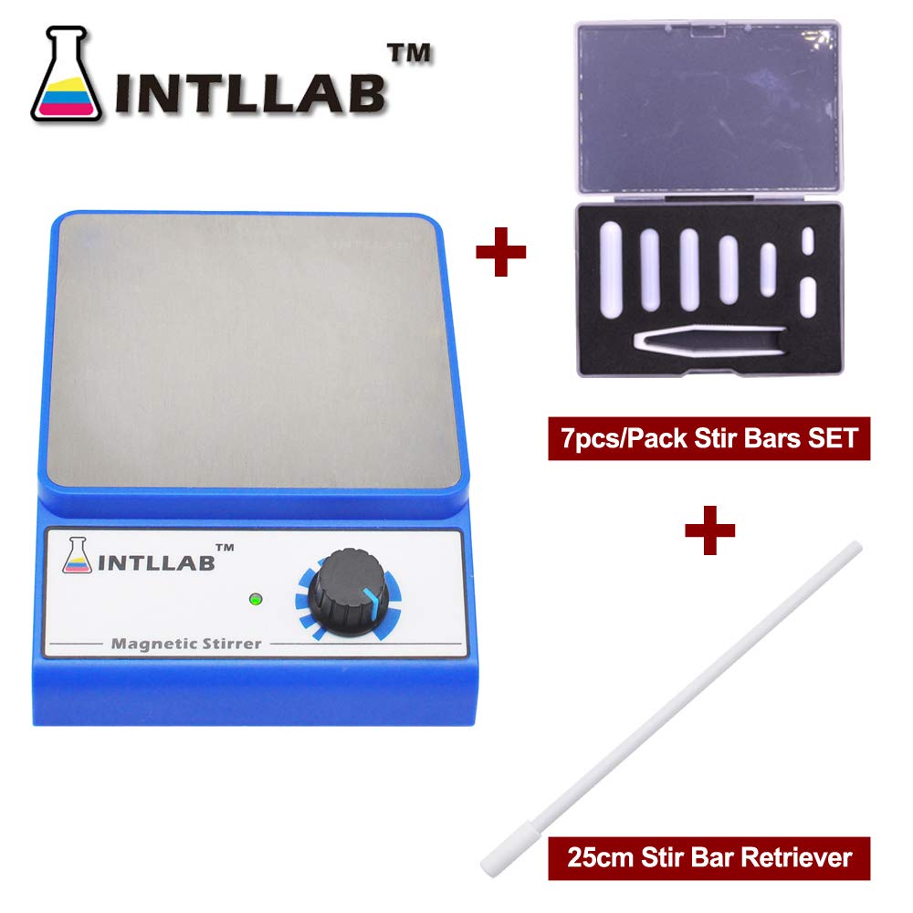 INTLLAB Magnetic Stirrer with 7pcs/Pack Stir Bars Set and 10 inch Length Stir Bar Retriever