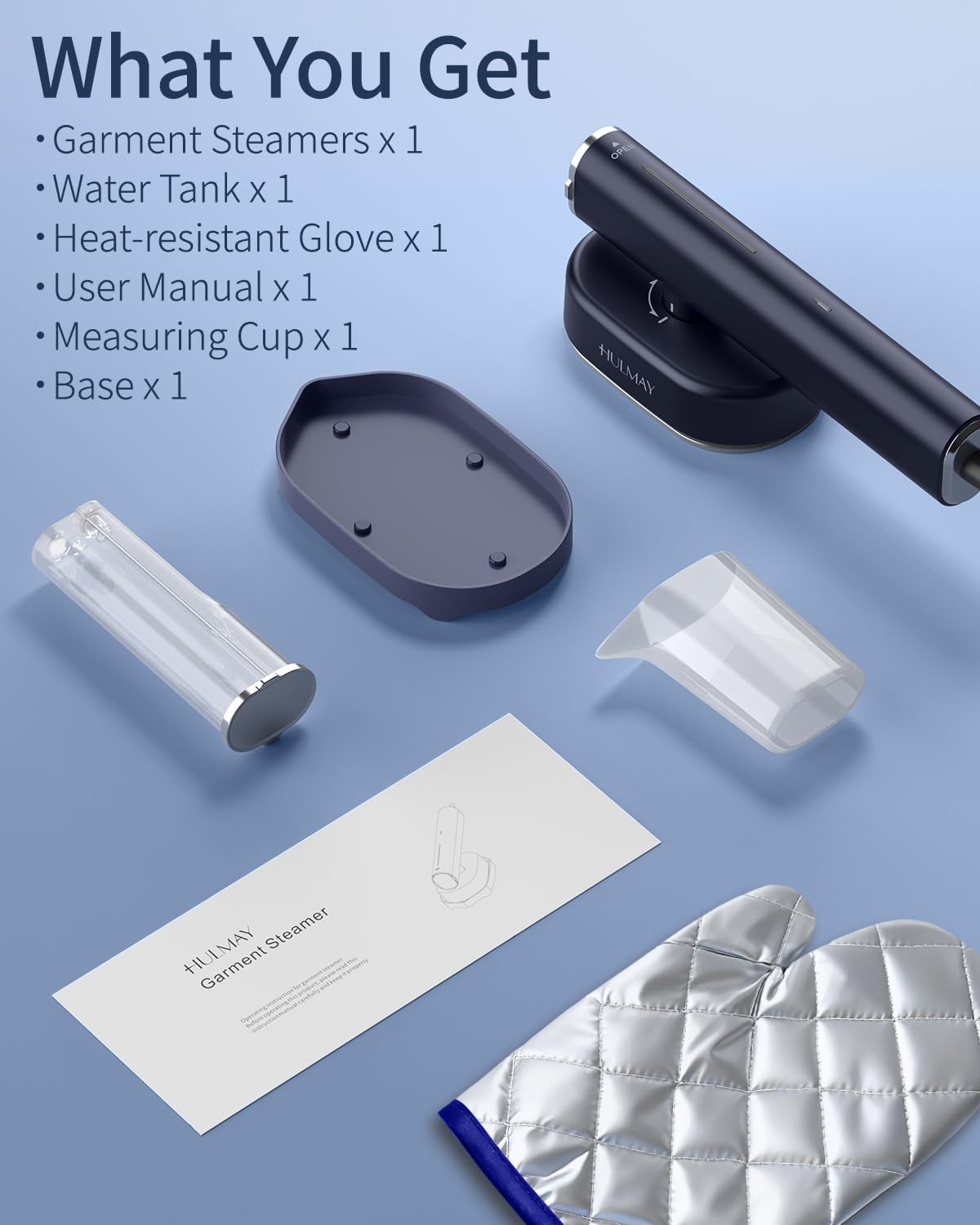 HULMAY Portable Steamer For Clothes Travel Mini Steamer and Iron Fast 10s Heat-Up, Horizontal and Vertical 1200W Effortless Wrinkle Removal, Garment Steamer and Iron for Travel Office Home(110-120V)