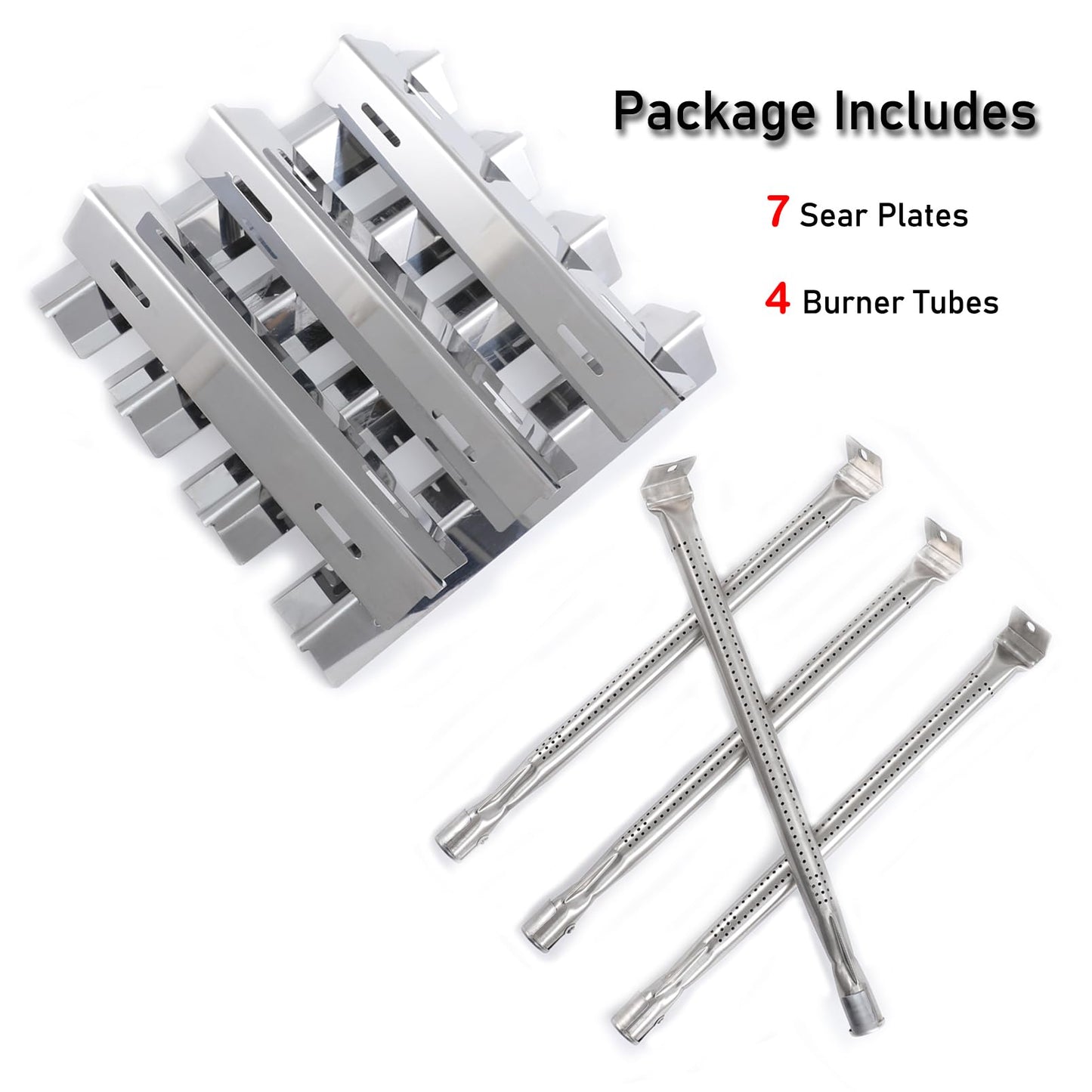 BBQSAVIOR SC13 BBQ Replacement Parts for Napoleon Prestige 500 PRO 500 Napoleon Rogue Series 525 625 425 Stainless Steel 7 Sear Plates and 4 Burner Tubes