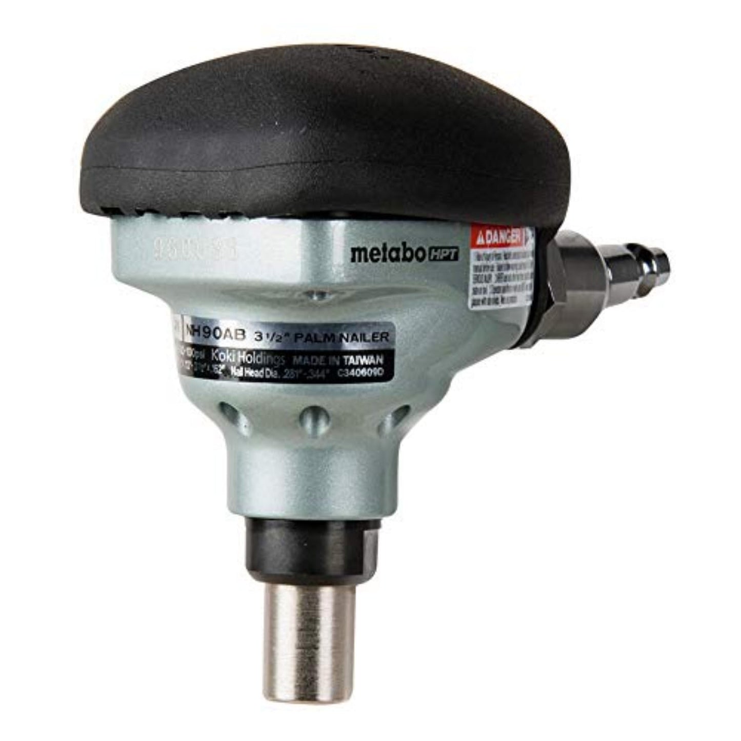 Metabo HPT Palm Nailer | Pro Preferred Brand of Pneumatic Nailers | Over-Molded Rubber Grip | 360 Degree Swivel Fitting | Magnetic Nose | Ideal for Tight Spaces | 5-Year Warranty | NH90AB