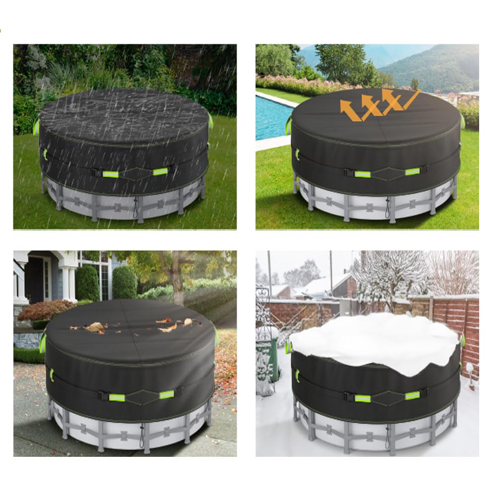 91 * 91 * 20 Inch 420 D Outdoor Heavy-Duty Protective Cover with Anti Light Strip and Ventilation Opening for Hot Tub Cover, Used Above Ground Swimming Pools Bathtubs